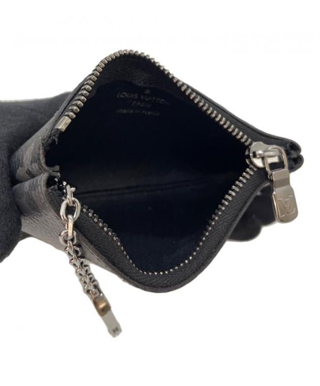 未使用 ルイヴィトン ポシェット クレ ケース ブラック×グレー レザー 中古・古着通販】LOUIS VUITTON (ルイ ヴィトン) カードキーケース