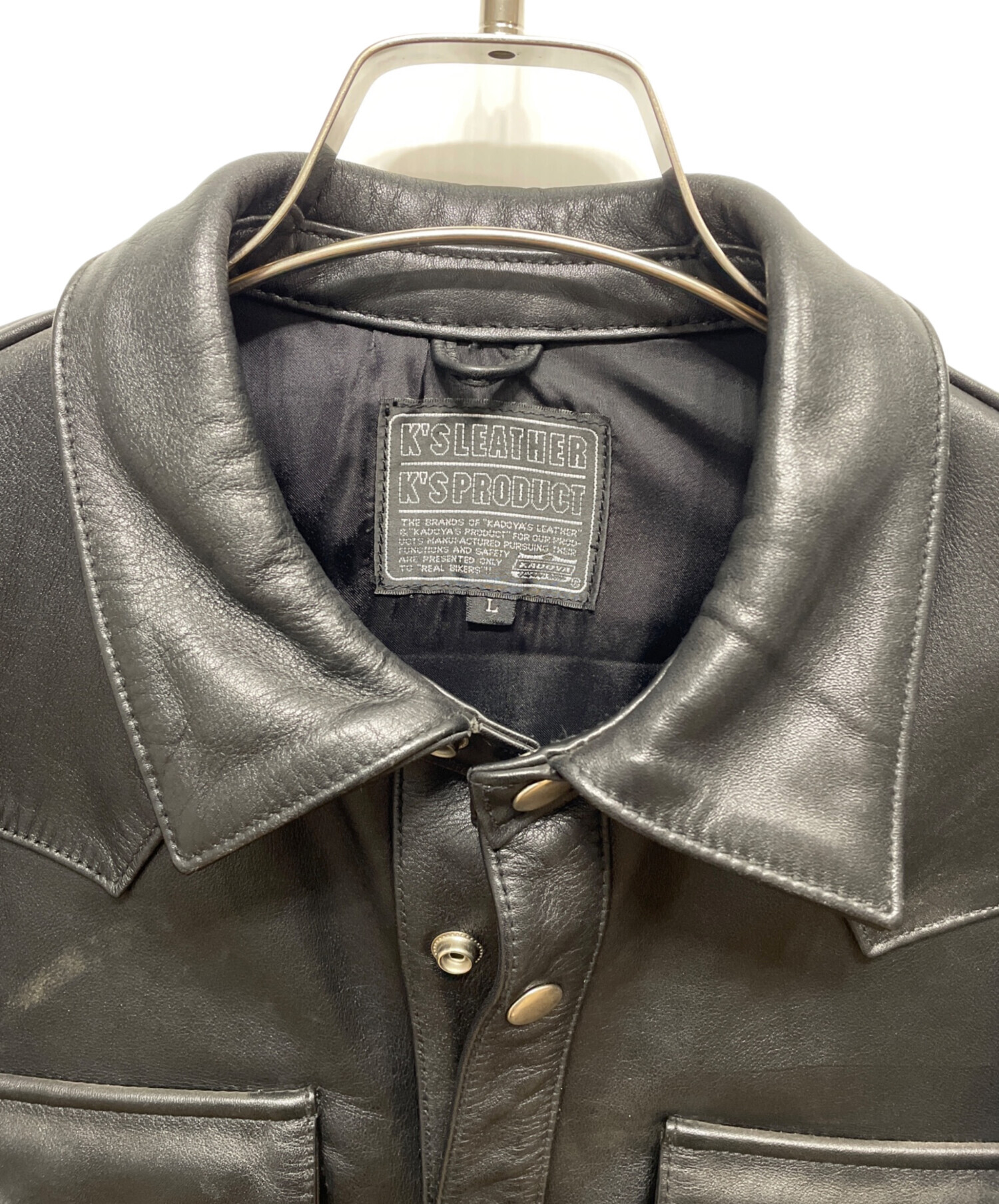 中古・古着通販】KADOYA (カドヤ) レザーシャツジャケット ブラック