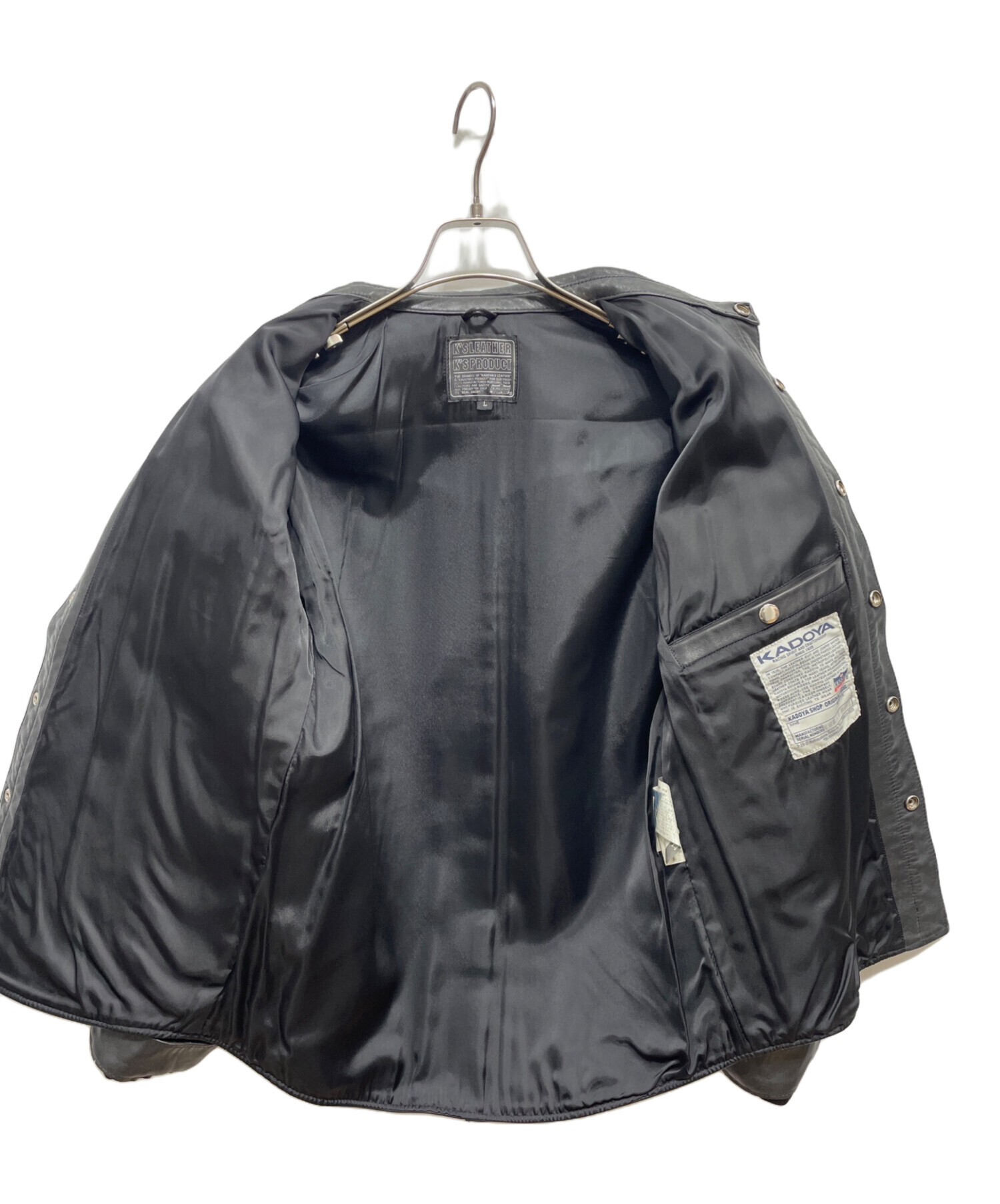 中古・古着通販】KADOYA (カドヤ) レザーシャツジャケット ブラック