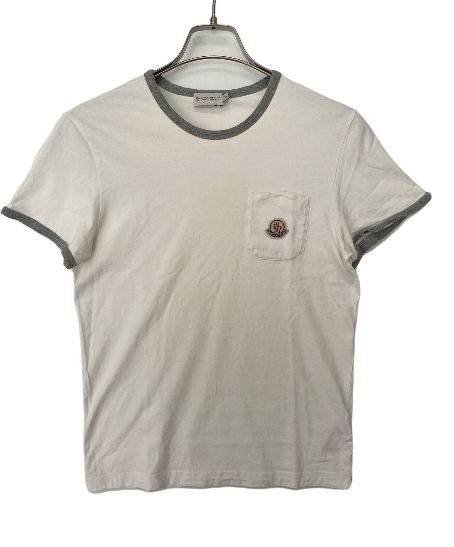 中古・古着通販】MONCLER (モンクレール) 半袖Tシャツ グレー×ホワイト 
