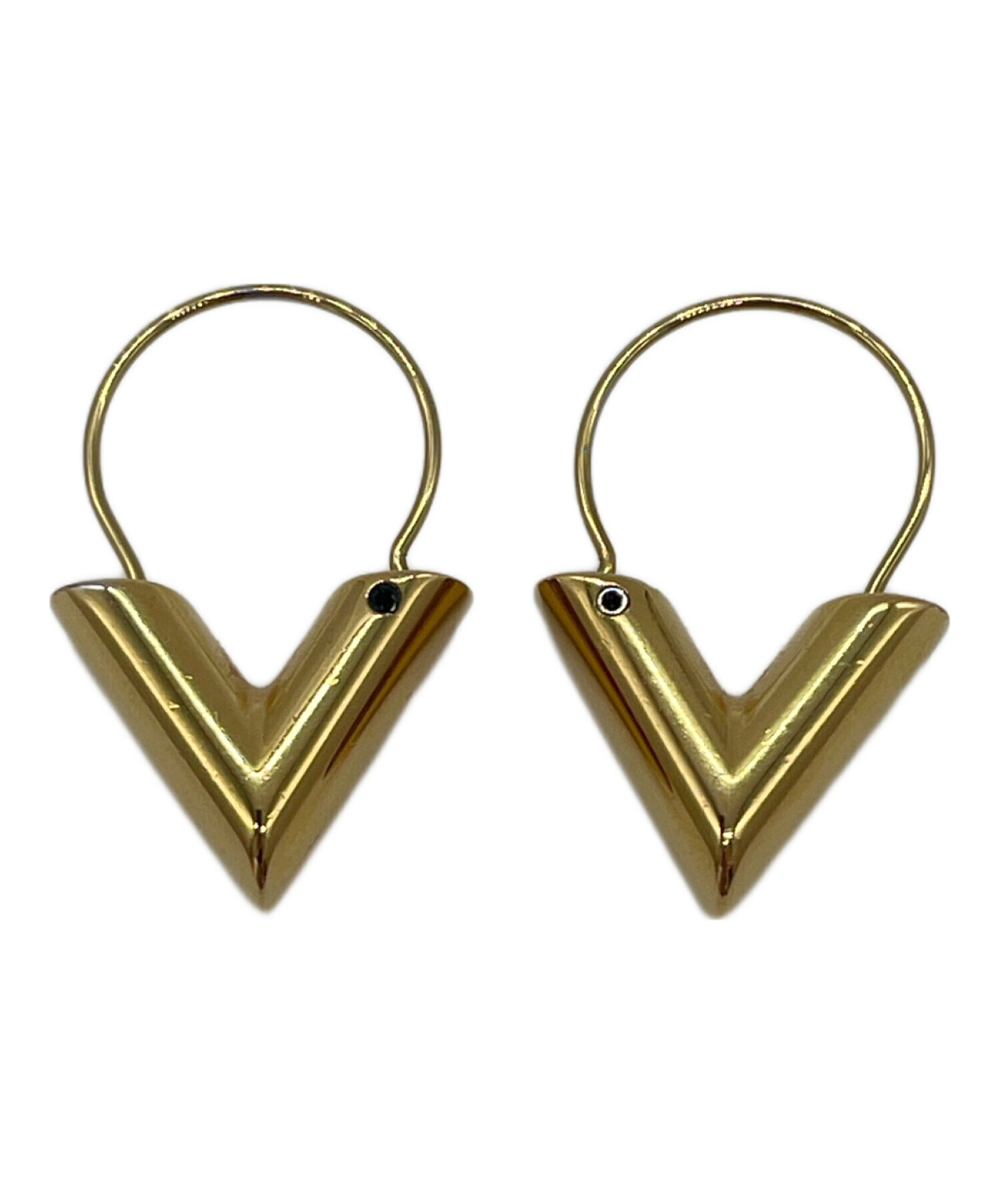 LOUIS VUITTONロゴデザイン ゴールドトーンフープピアス片耳最終値下げ 中古・古着通販】LOUIS VUITTON (ルイ ヴィトン) フープピアス