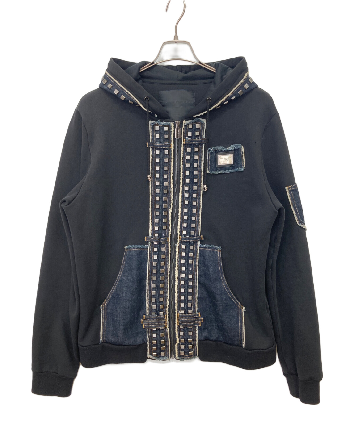 美品 大きいサイズ フィリッププレイン ジップアップ パーカー ブラック XXL 美品 大きいサイズ フィリッププレイン ジップアップ パーカー