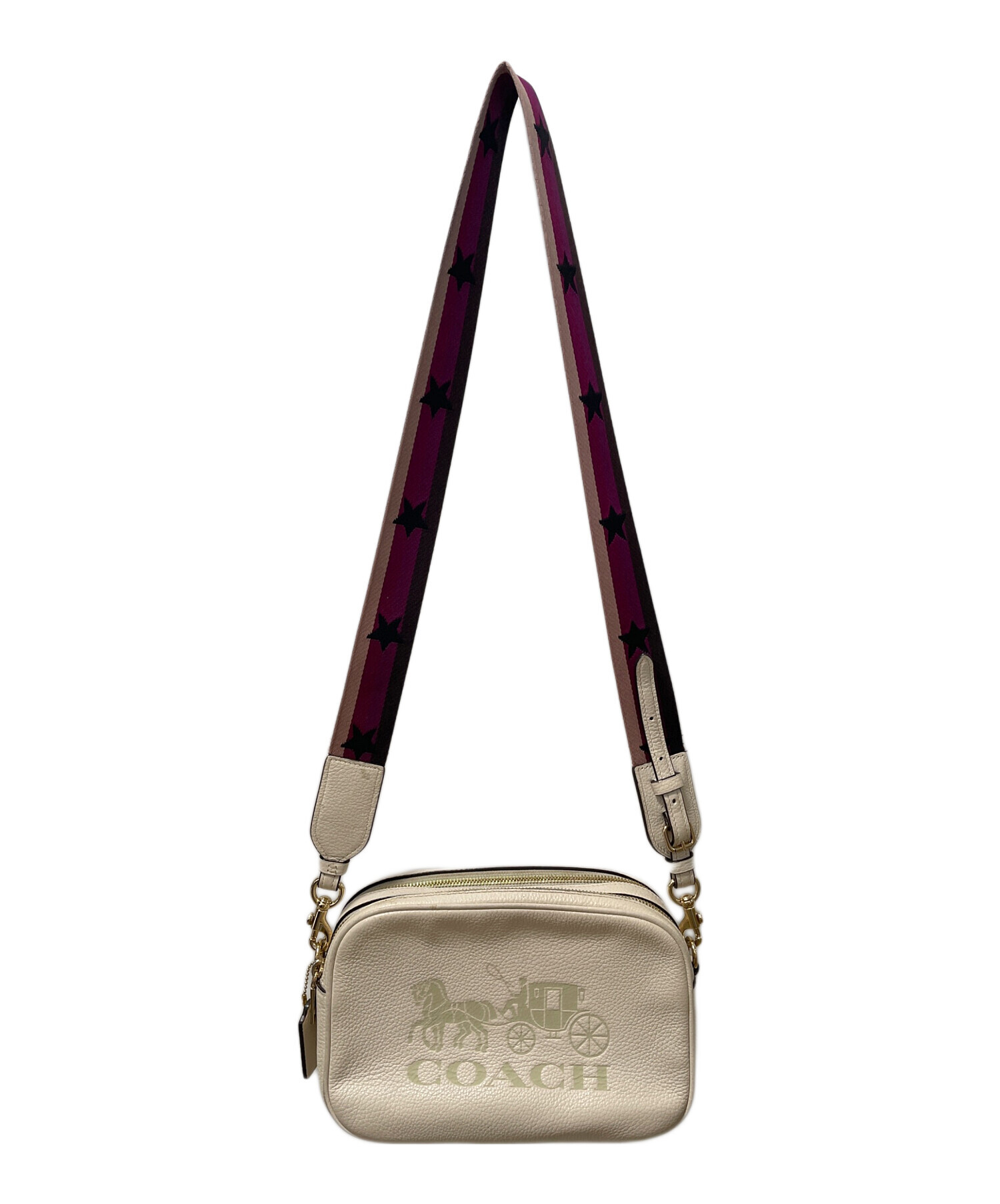 中古・古着通販】COACH (コーチ) ショルダーバッグ ホワイト×パープル 
