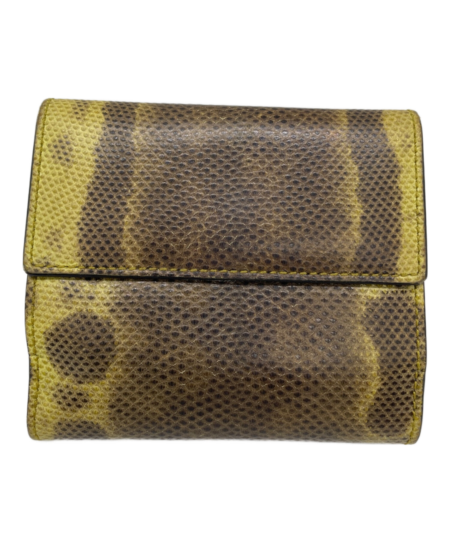 中古・古着通販】GUCCI (グッチ) 2つ折り財布 ブラウン×イエロー 