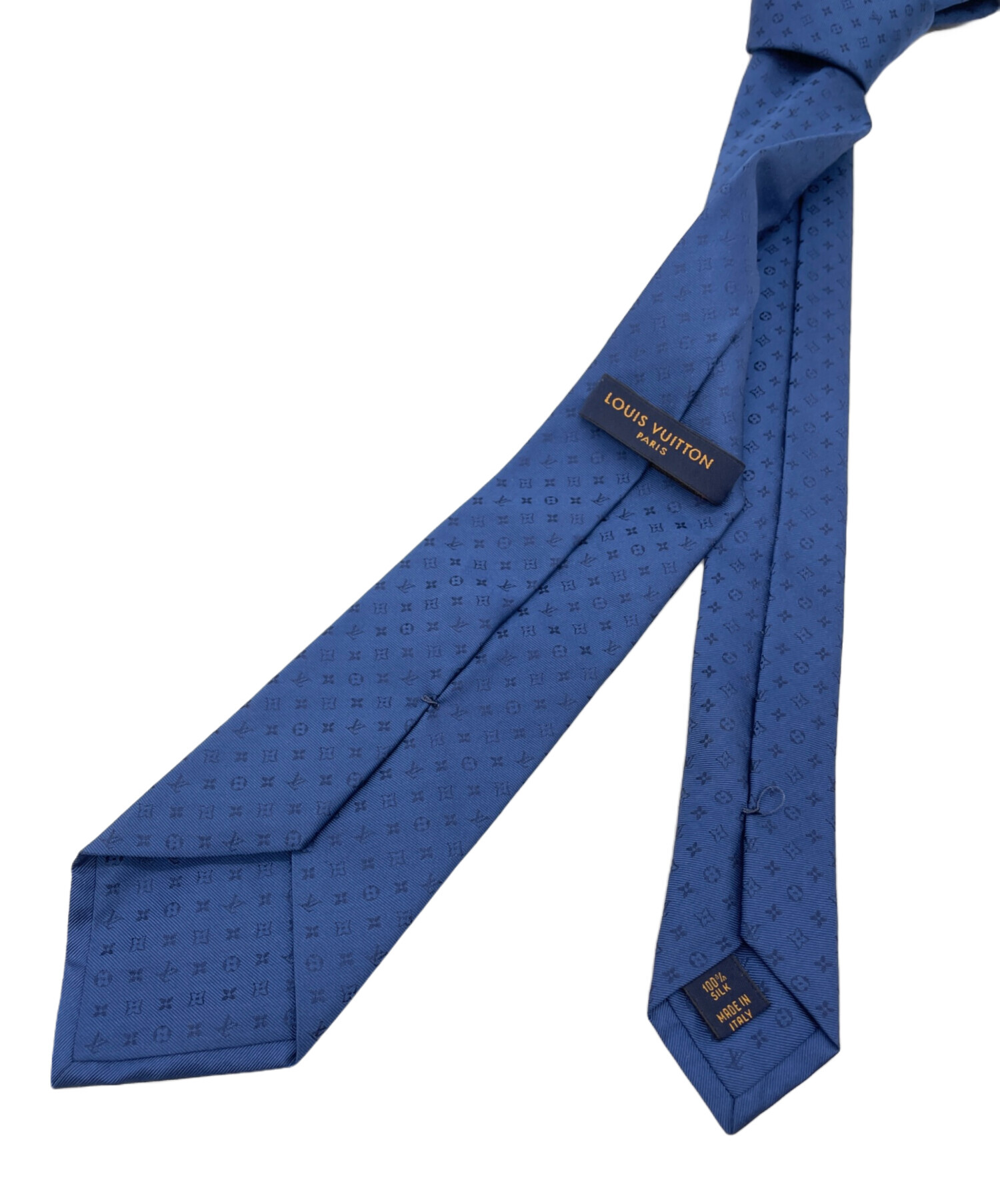 LOUIS VUITTON 青ネクタイ ルイヴィトンドット モノグラムフラワー ロゴ 青 メンズ ネクタイ