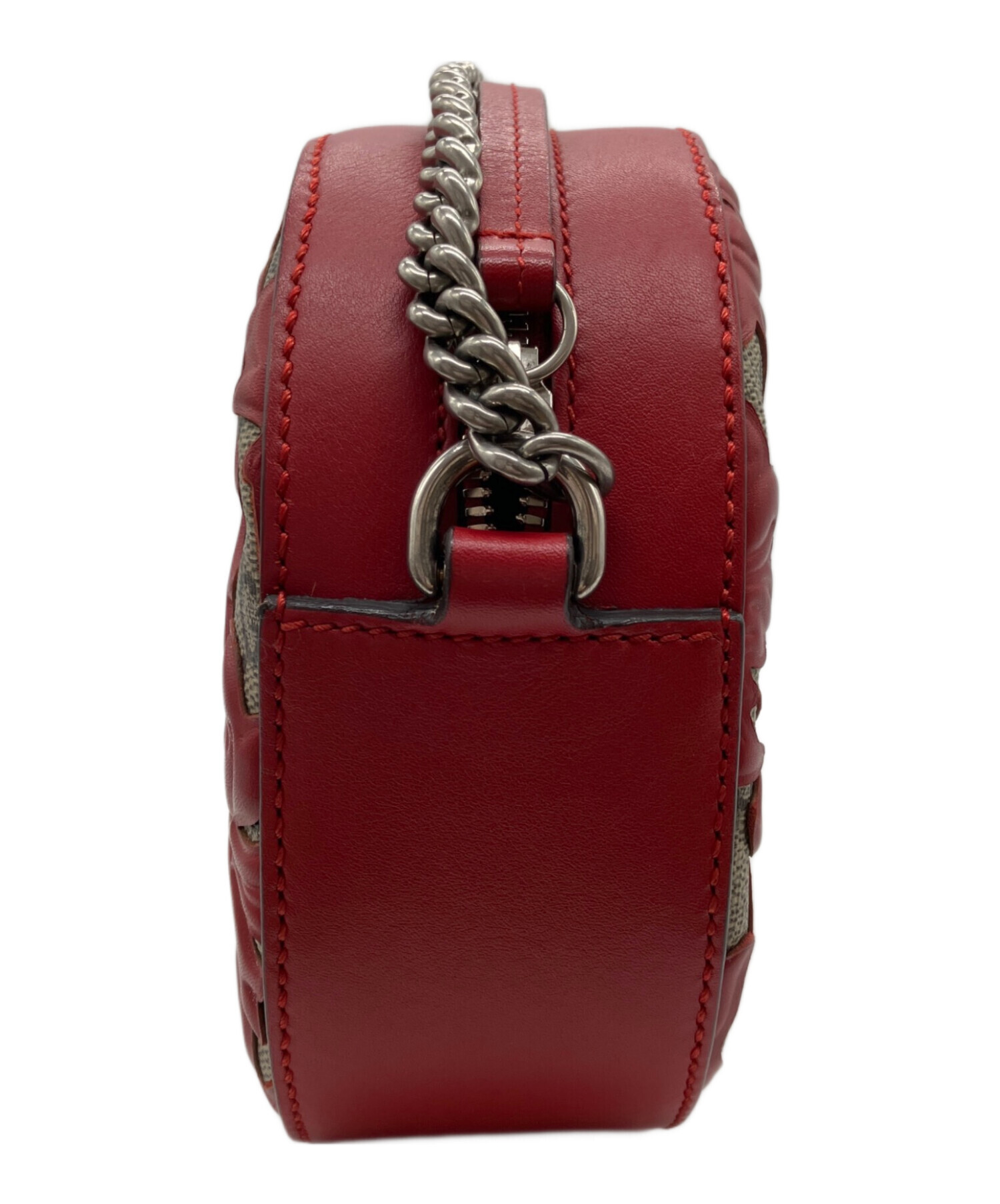 中古・古着通販】GUCCI (グッチ) チェーンショルダーバッグ レッド 