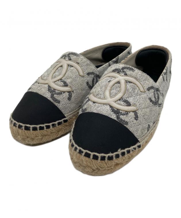 CHANEL ブルー スエード エスパドリーユ 中古・古着通販】CHANEL (シャネル) エスパドリーユ ブルー×ブラウン