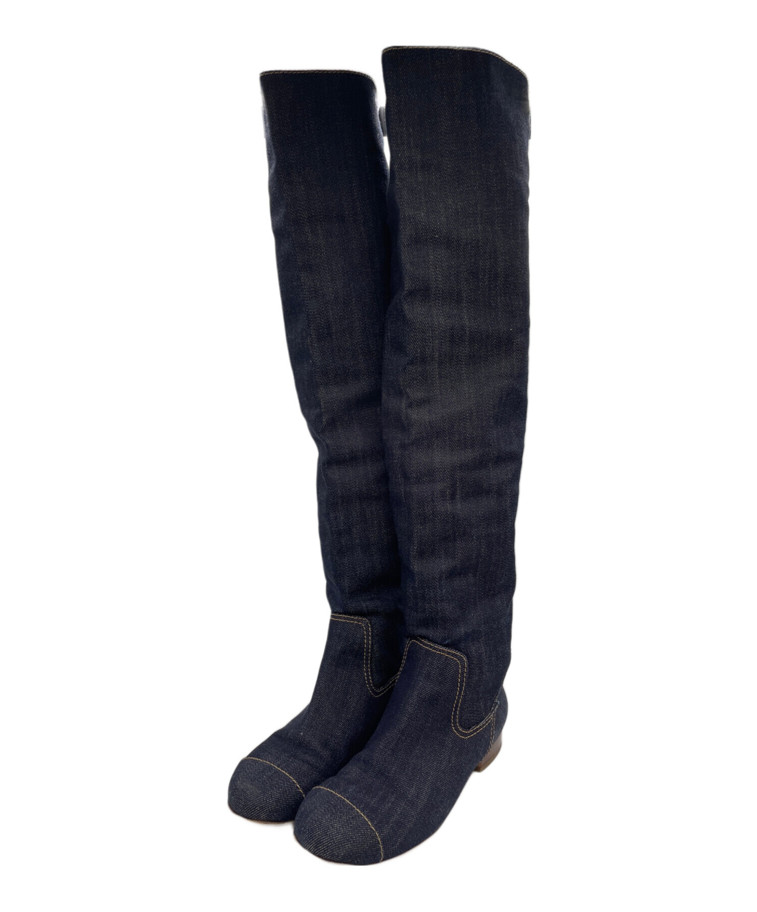 中古・古着通販】CHANEL (シャネル) デニムロングブーツ インディゴ