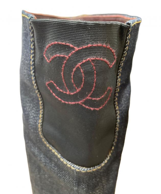 中古・古着通販】CHANEL (シャネル) デニムロングブーツ インディゴ