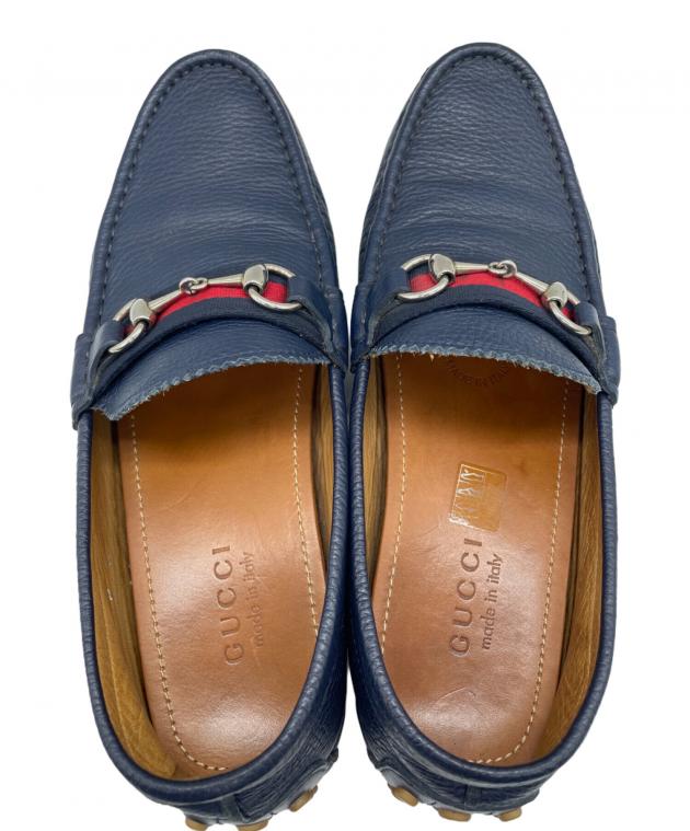 グッチ GUCCI ドライビング シューズ　ネイビー　サイズ 41 1/2 中古・古着通販】GUCCI (グッチ) ドライビングシューズ ネイビー
