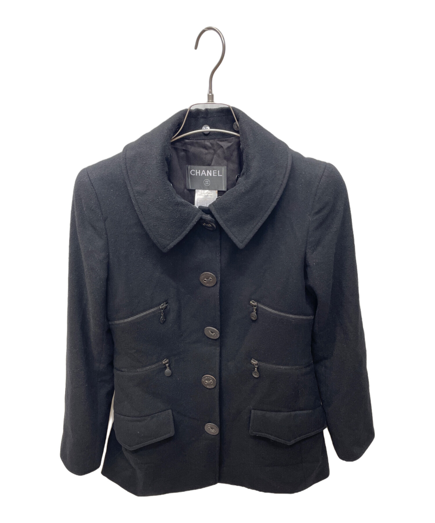 中古・古着通販】CHANEL (シャネル) カシミヤコート ブラック サイズ