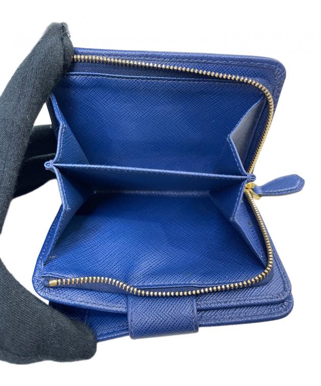 【値下げ】プラダ  二つ折り財布  青 中古・古着通販】PRADA (プラダ) 2つ折り財布 ネイビー｜ブランド