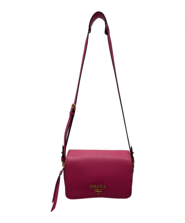 中古・古着通販】PRADA (プラダ) レザーショルダーバッグ ショッキング