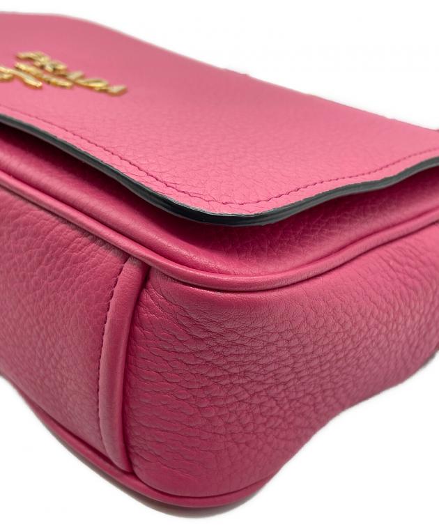中古・古着通販】PRADA (プラダ) レザーショルダーバッグ ショッキング
