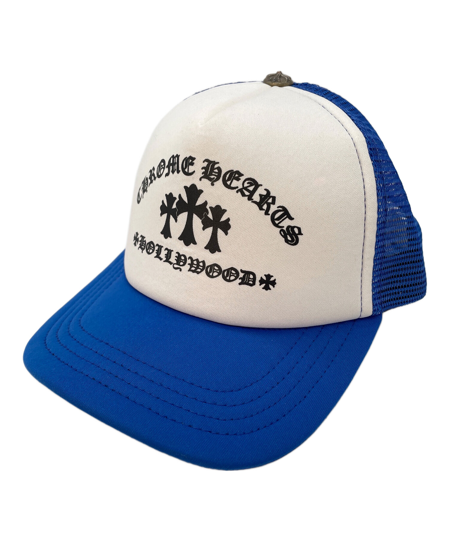 CHROME HEARTS ロゴ刺繍 トラッカーキャップ ホワイト/ブルー 中古・古着通販】CHROME HEARTS (クロムハーツ) トラッカーキャップ