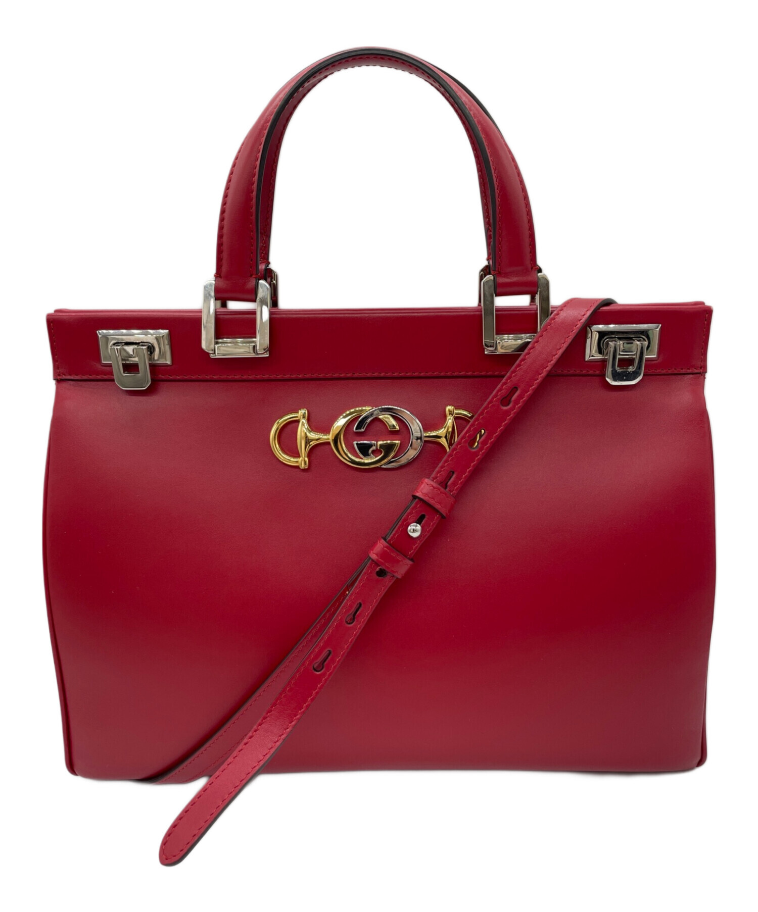 中古・古着通販】GUCCI (グッチ) ズゥミ トップハンドルバッグ レッド 