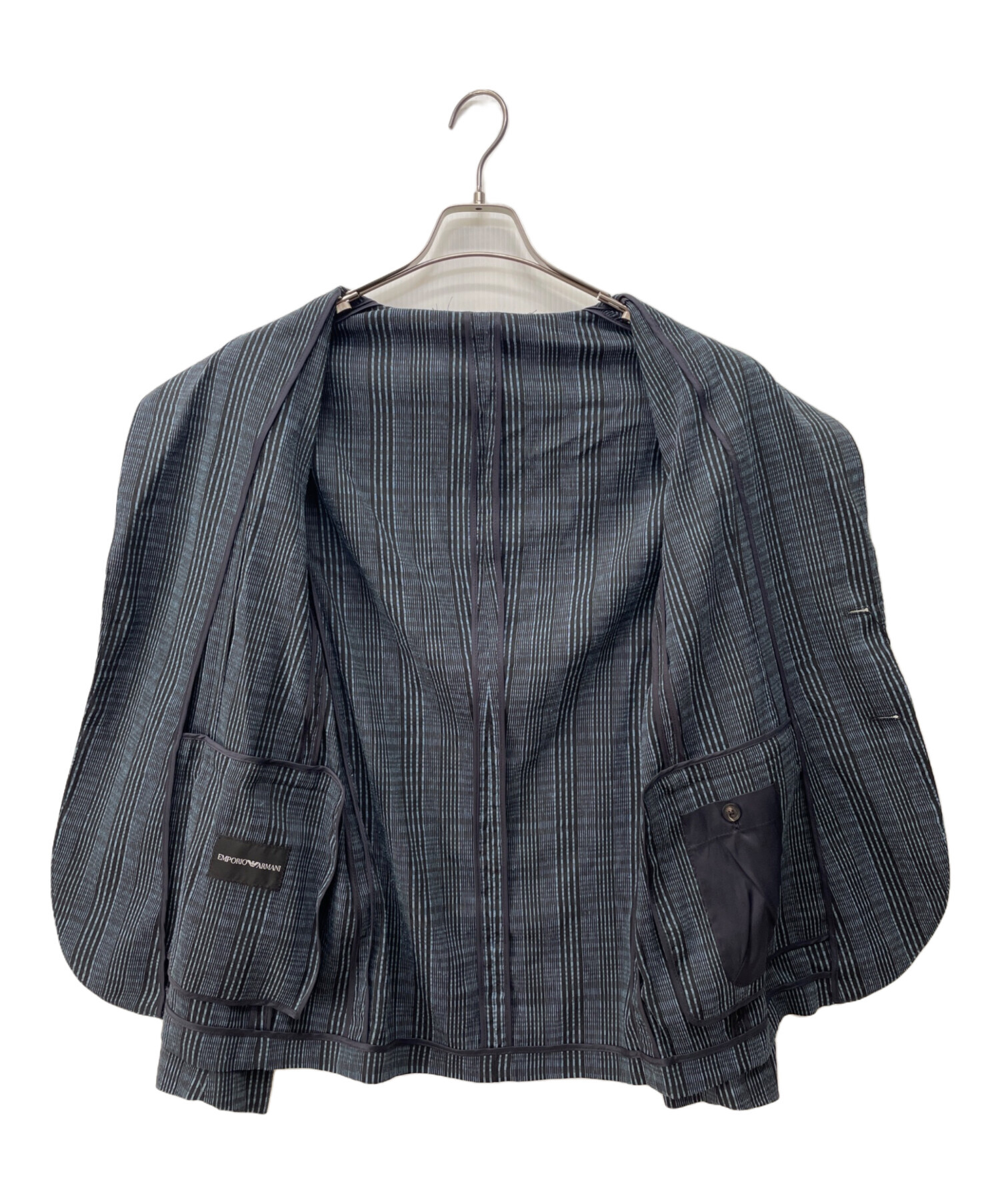 【美品】エンポリオアルマーニ テーラードジャケット ジャガード 2B グレー L 希少/GACKT着用]EMPORIO ARMANI テーラードジャケット エンポリオ