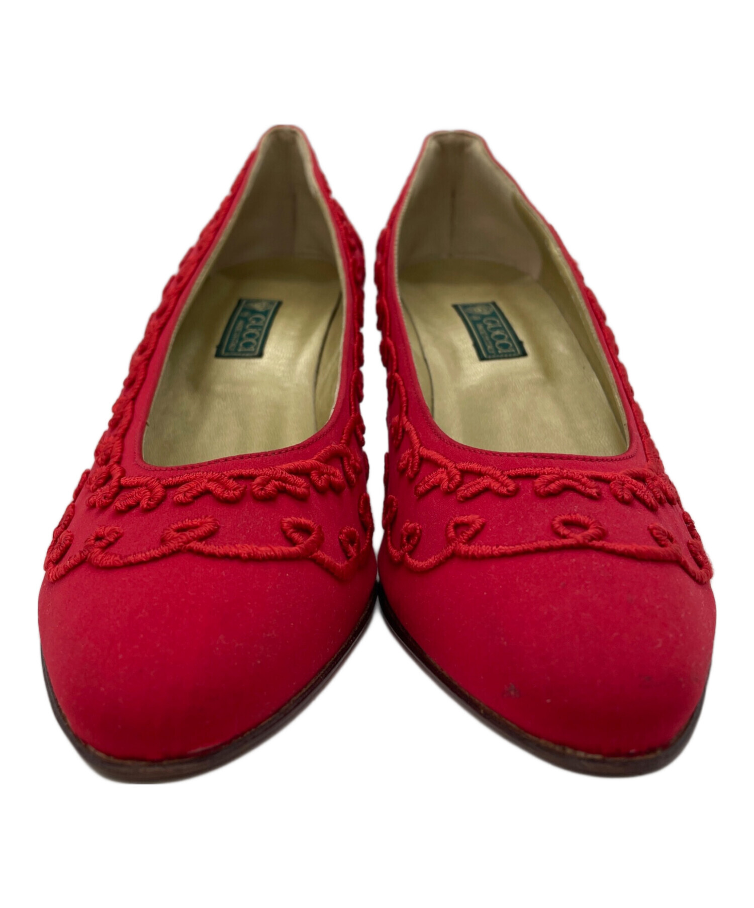 【美品】 GUCCI グッチ ミッドヒールパンプス レッド サイズ35 1/2 中古・古着通販】GUCCI (グッチ) パンプス レッド サイズ:38｜ブランド