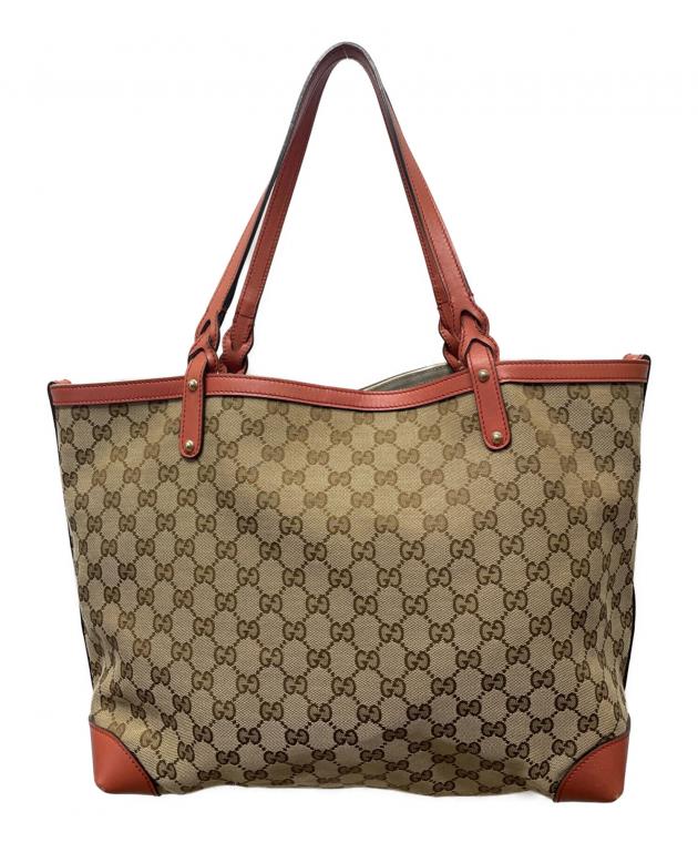中古・古着通販】GUCCI (グッチ) GGキャンバスレザートートバッグ 