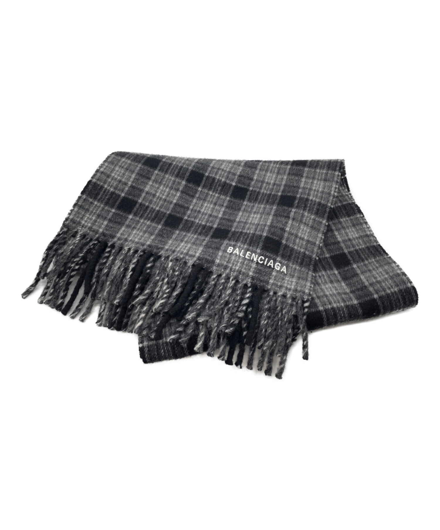 BALENCIAGA フーデッド スカーフ マフラー グレー タグ付き 中古・古着通販】BALENCIAGA (バレンシアガ) フーデッドスカーフ