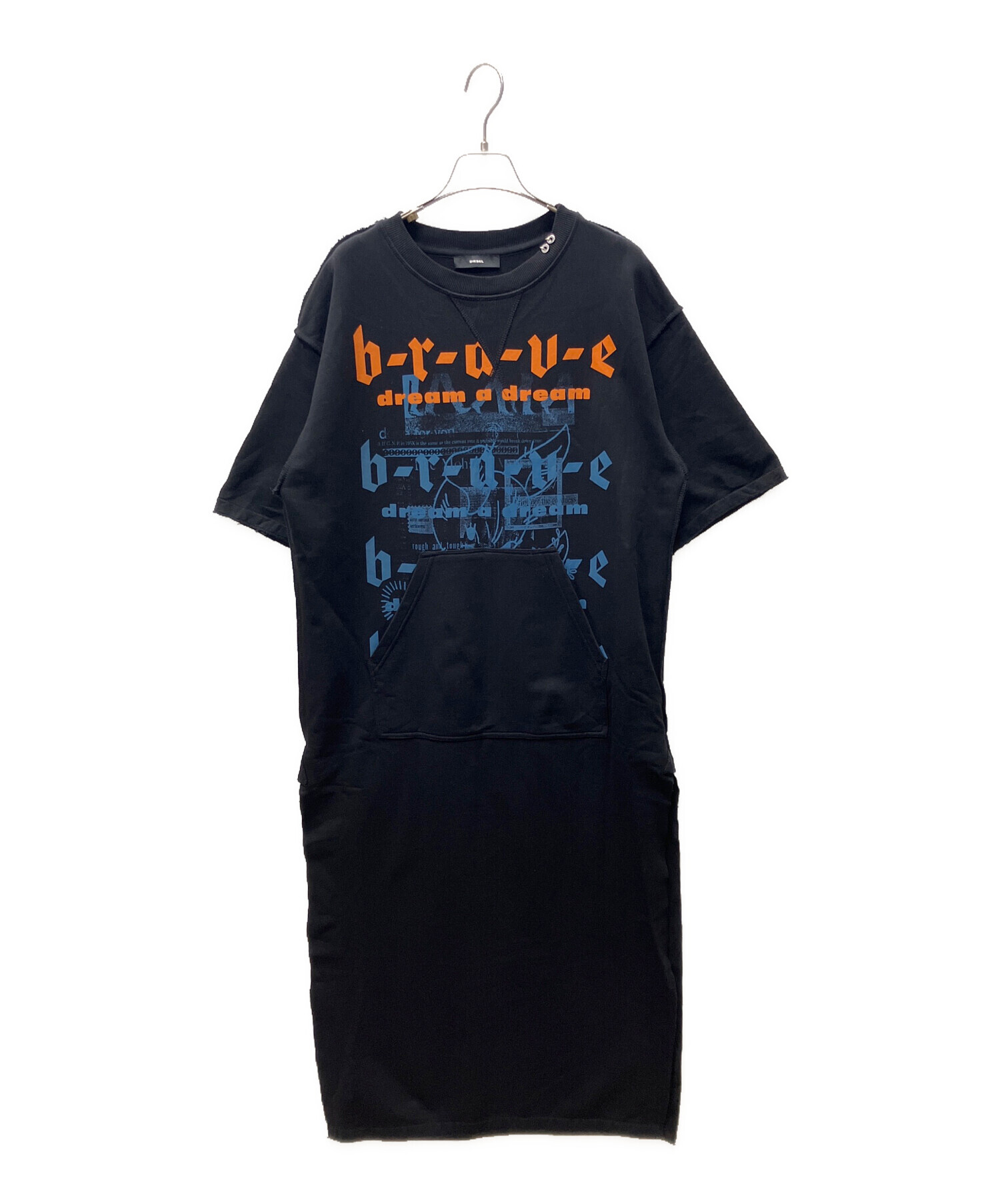 中古・古着通販】DIESEL (ディーゼル) 半袖ワンピース ブラック サイズ