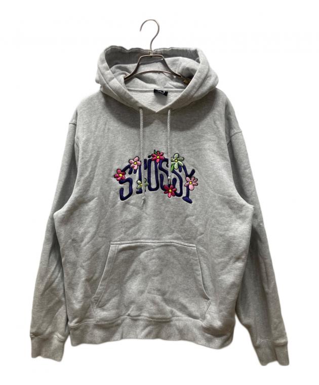 STUSSY COLLEGIATE FLORAL HOODIE グレー　M 中古・古着通販】stussy (ステューシー) COLLEGIATE FLORAL HOODIE