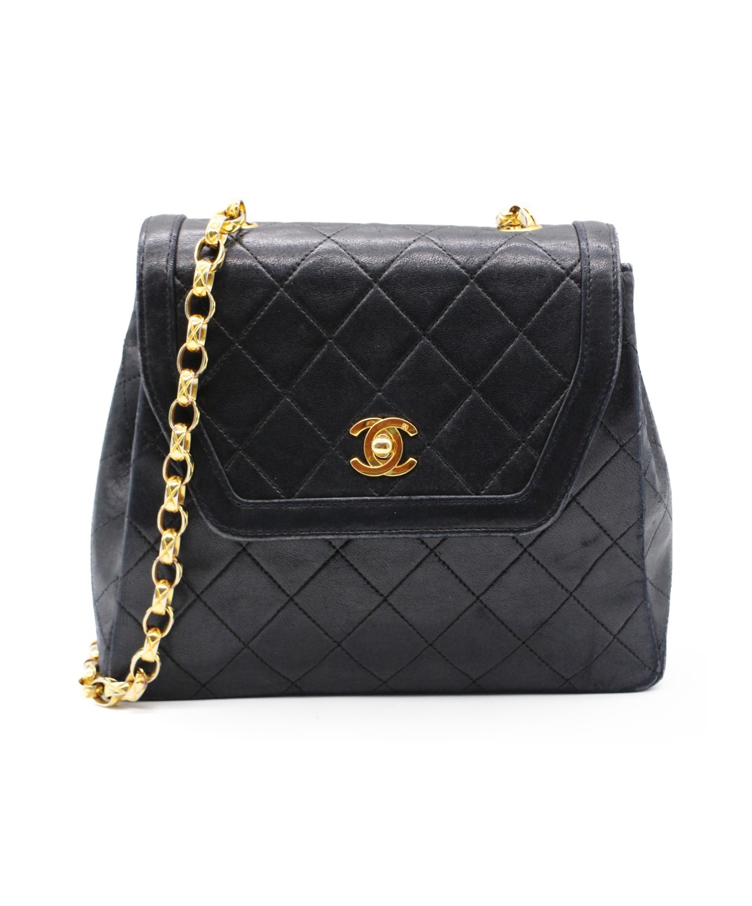 中古・古着通販】CHANEL (シャネル) 台形ショルダーバッグ ブラック 
