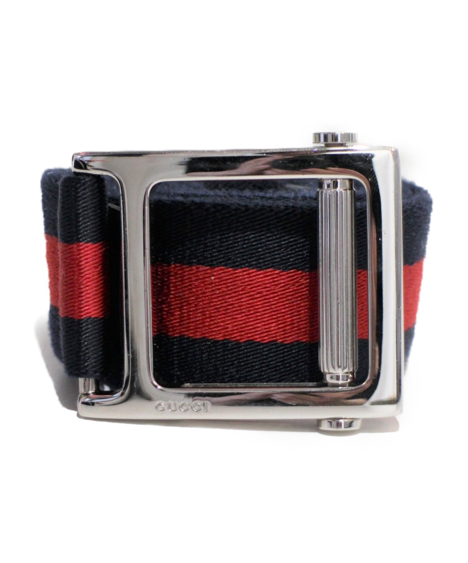 中古・古着通販】GUCCI (グッチ) ウェブストライプベルト ネイビー