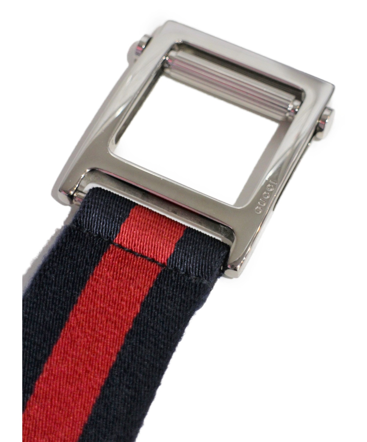 中古・古着通販】GUCCI (グッチ) ウェブストライプベルト ネイビー