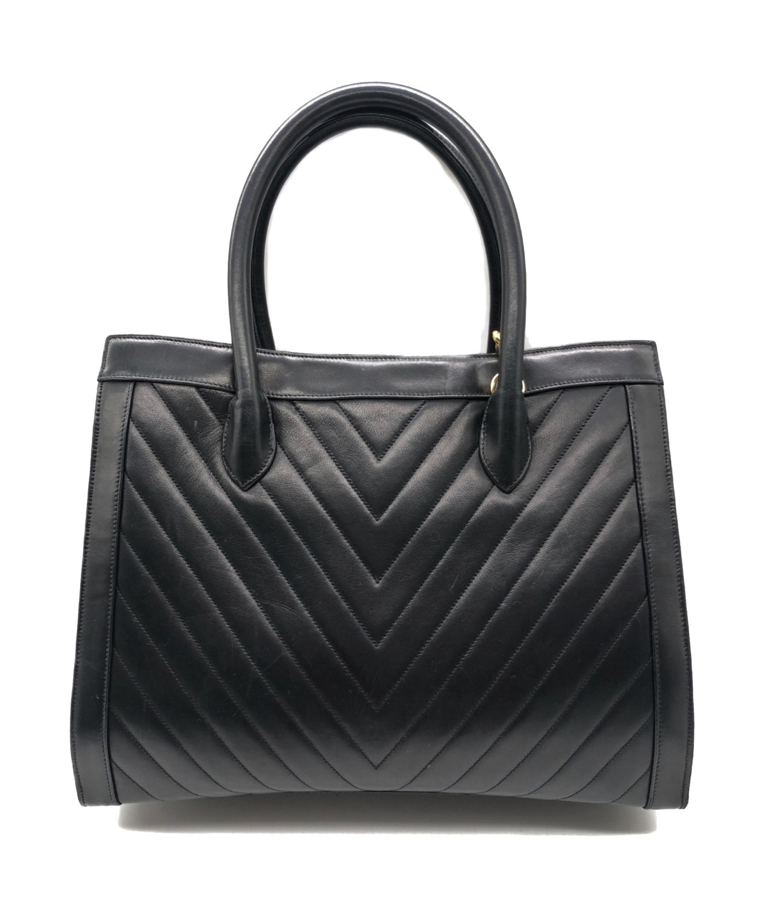 中古・古着通販】CHANEL (シャネル) Vステッチ2WAYバッグ ブラック 