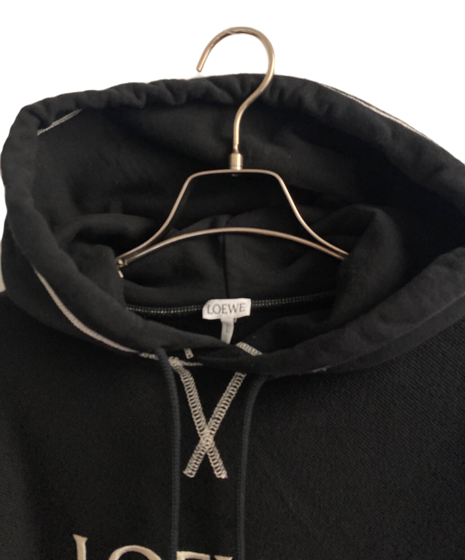 中古・古着通販】LOEWE (ロエベ) アナグラム刺繍フーディ ブラック