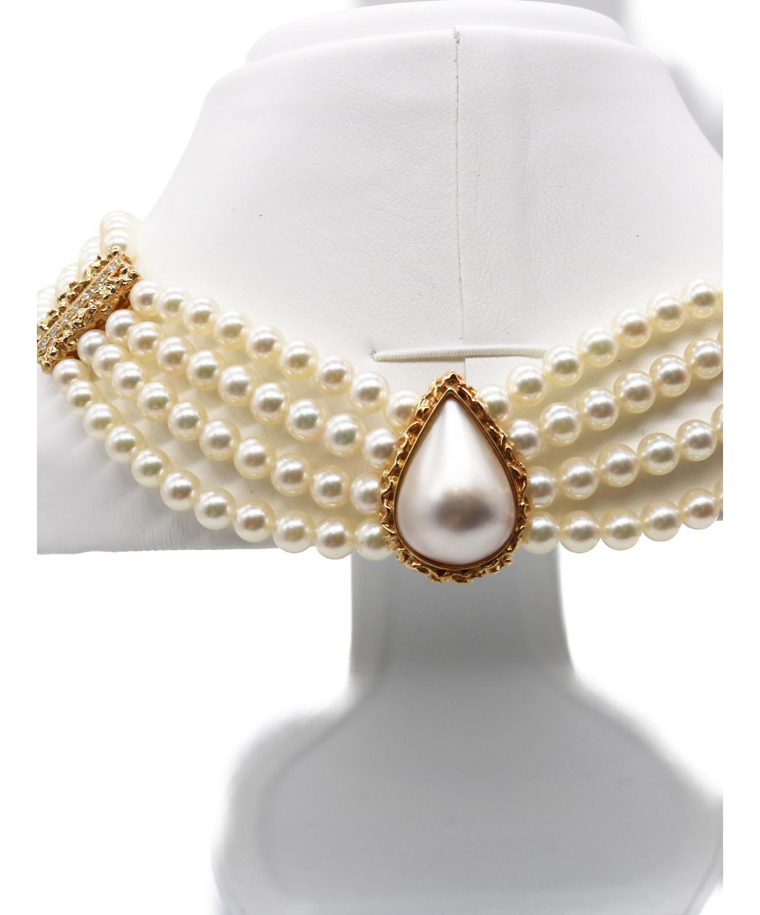 【未使用品】MIKIMOTO ネックレス パール 4個 MIKIMOTO（ミキモト） （新品仕上げ済）ミキモト パール ネックレス