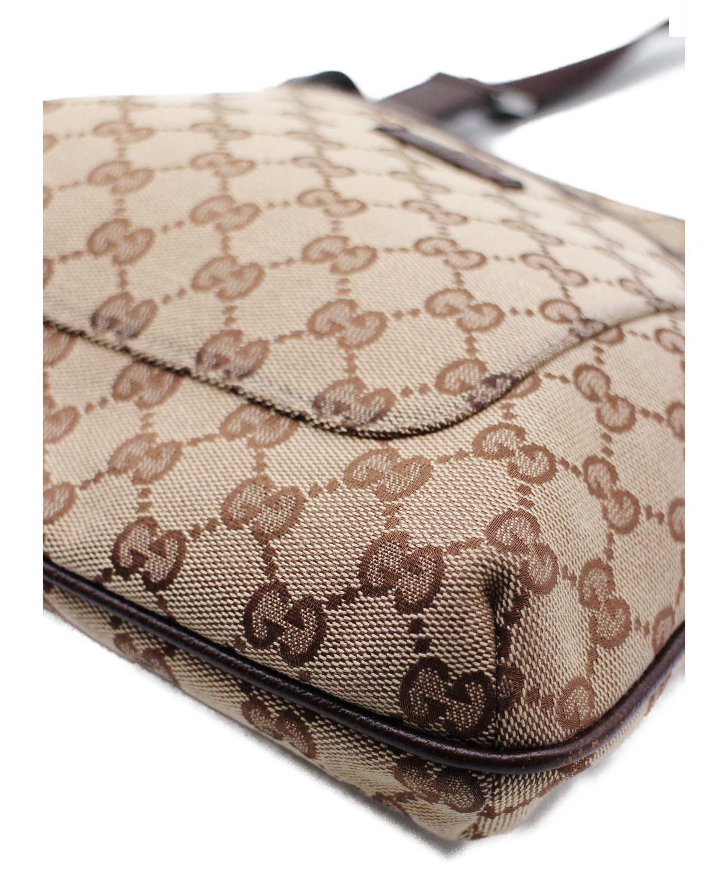 グッチ 美品 グッチ 122793 GGキャンバス レザー ブラック ショルダーバッグ