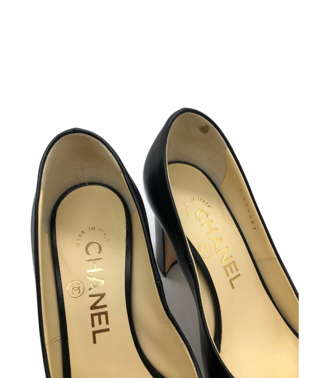 中古・古着通販】CHANEL (シャネル) オープントゥパンプス ブラック
