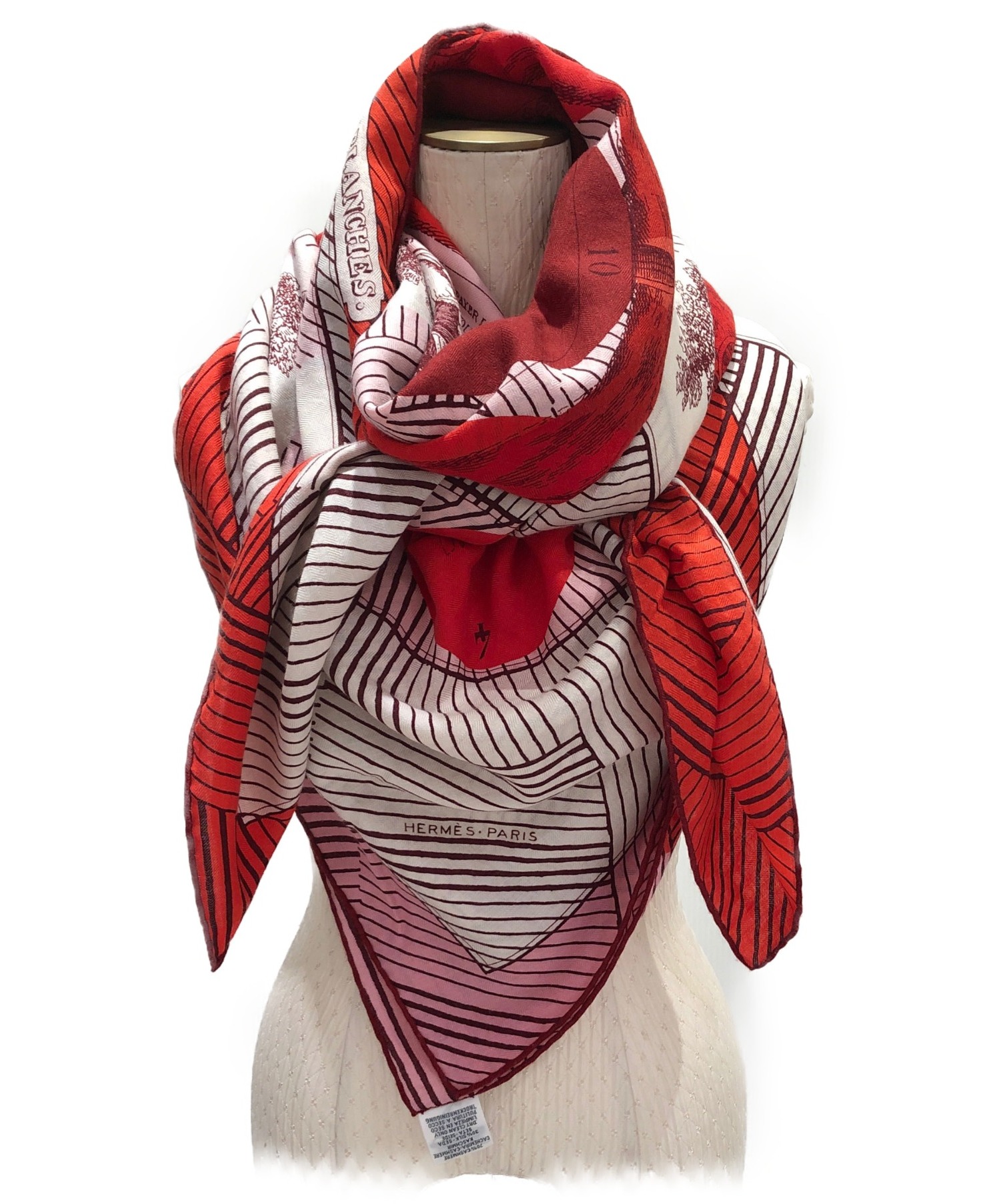 中古・古着通販】HERMES (エルメス) カシミヤシルク大判ショール140