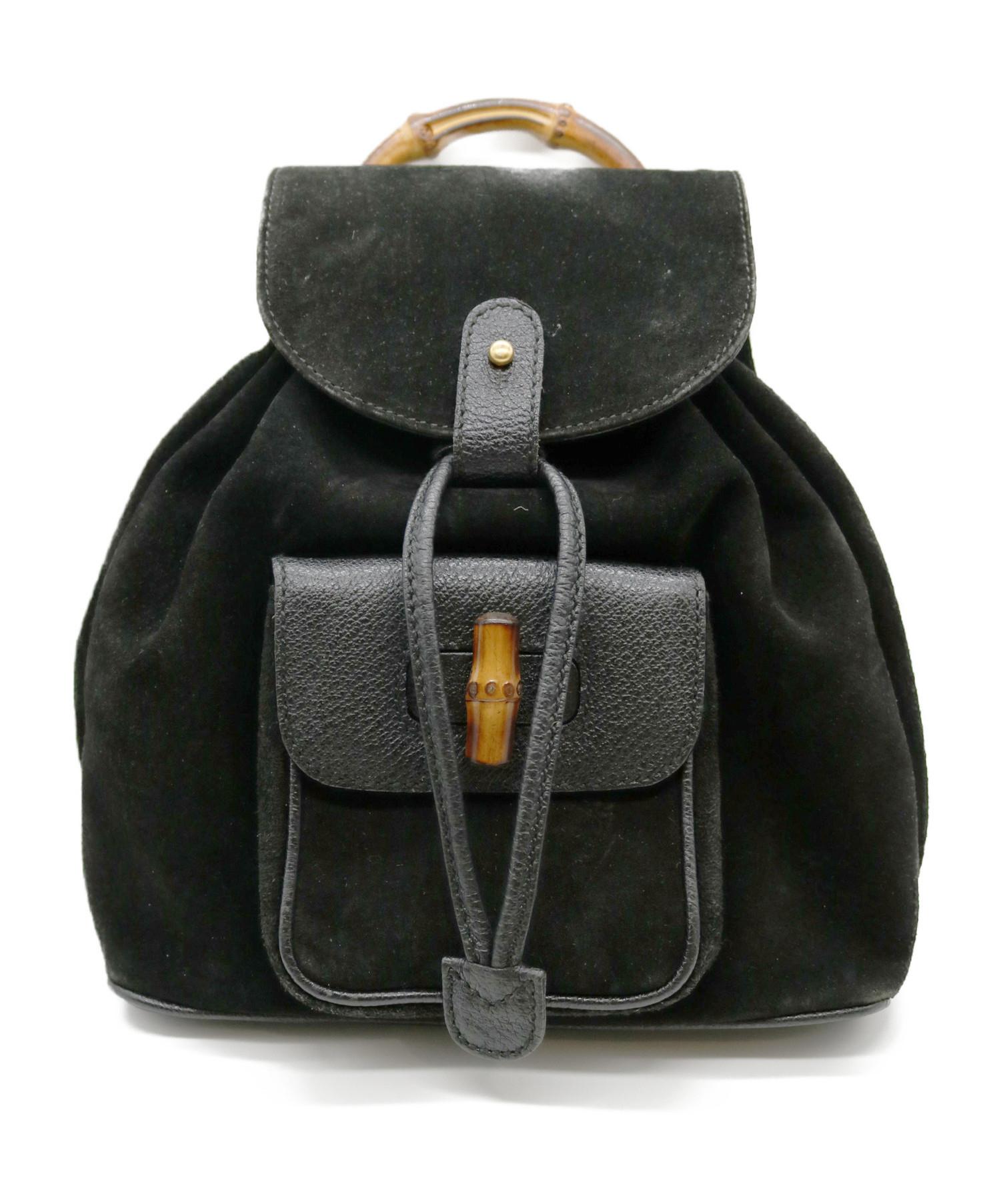 中古・古着通販】GUCCI (グッチ) バンブーハンドルリュック ブラック 