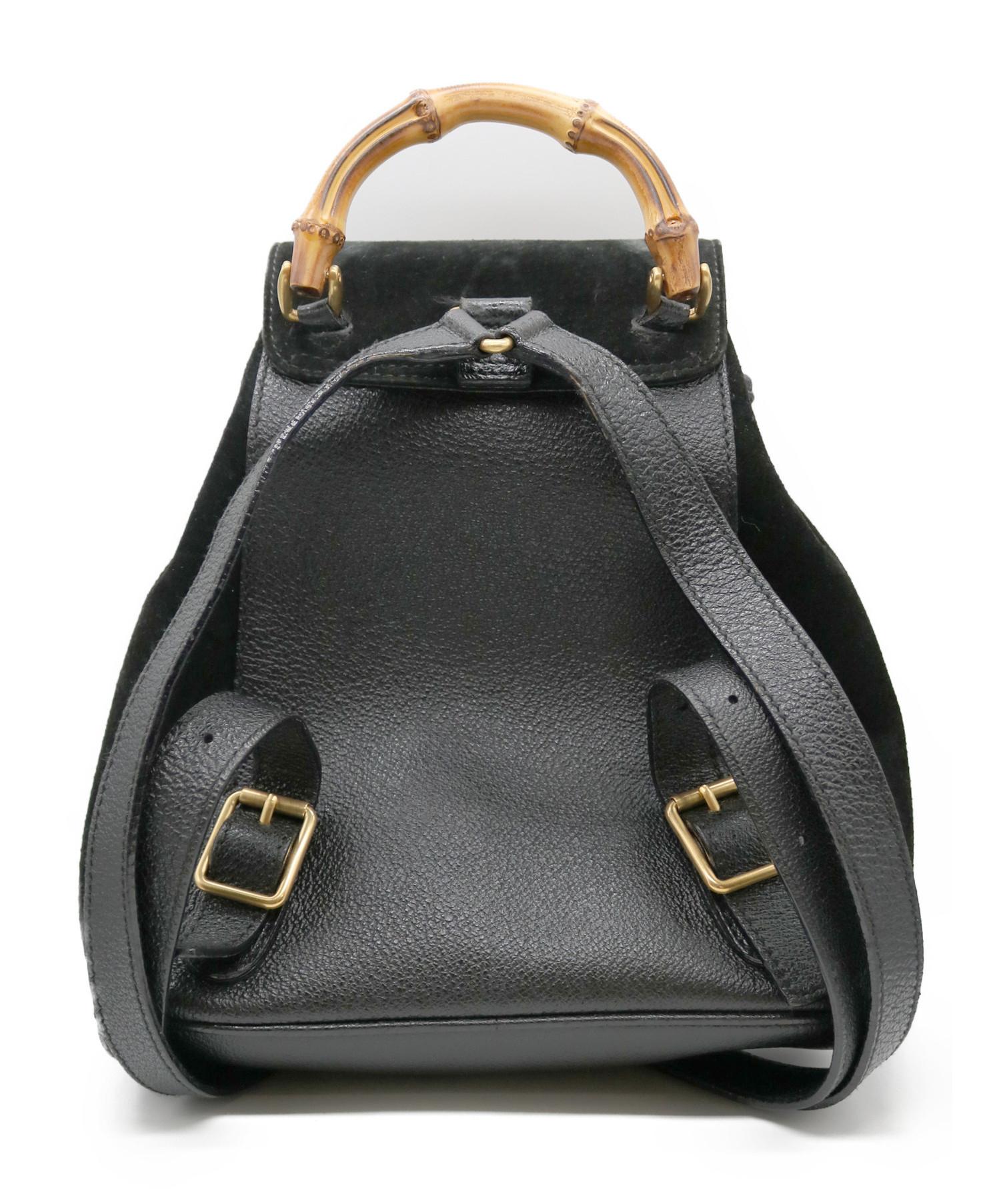 中古・古着通販】GUCCI (グッチ) バンブーハンドルリュック ブラック 