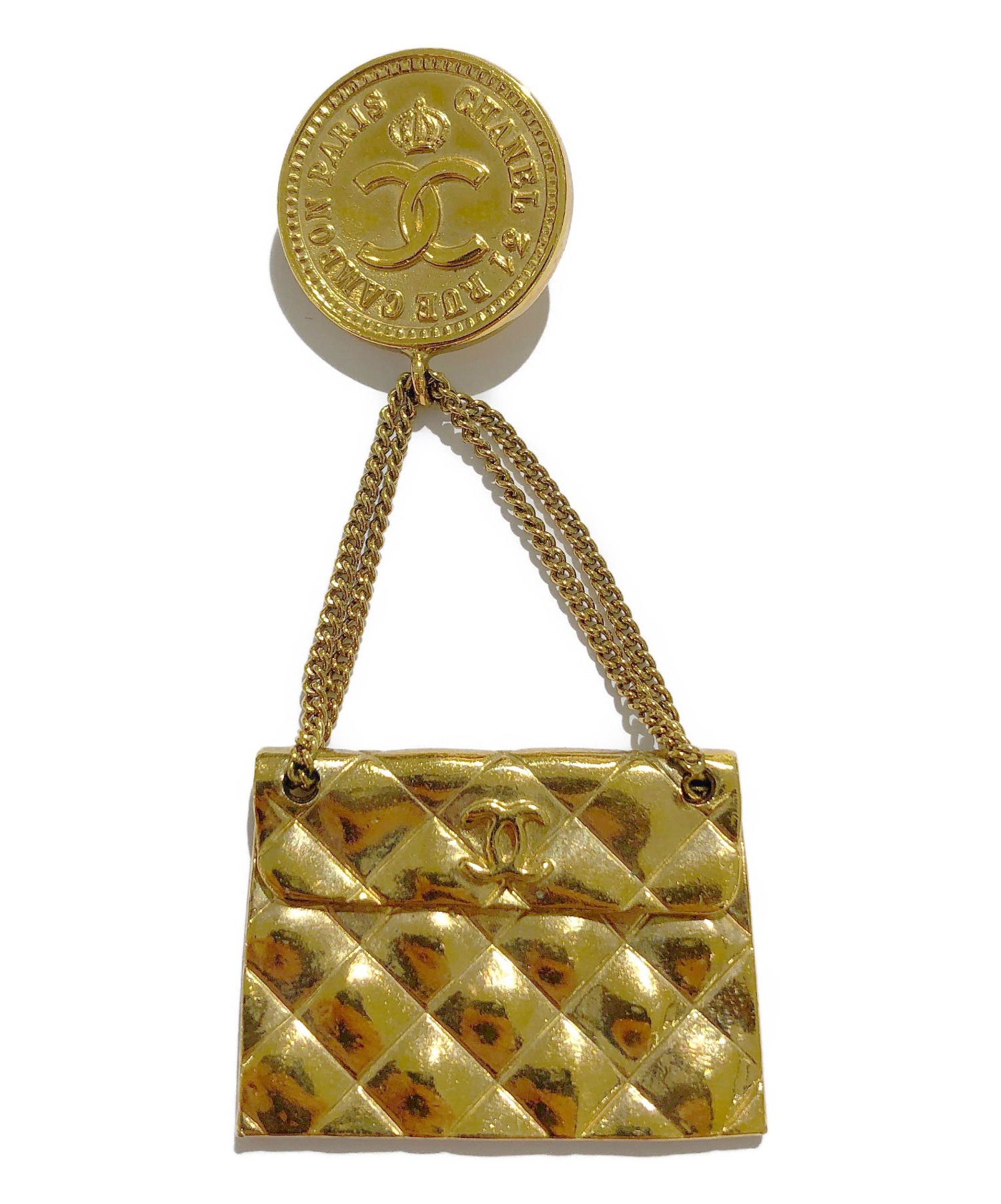 ❣️良品❣️　 CHANEL ブローチ　マトラッセ CHANEL シャネル ブローチ マトラッセ ココマーク バッグモチーフ