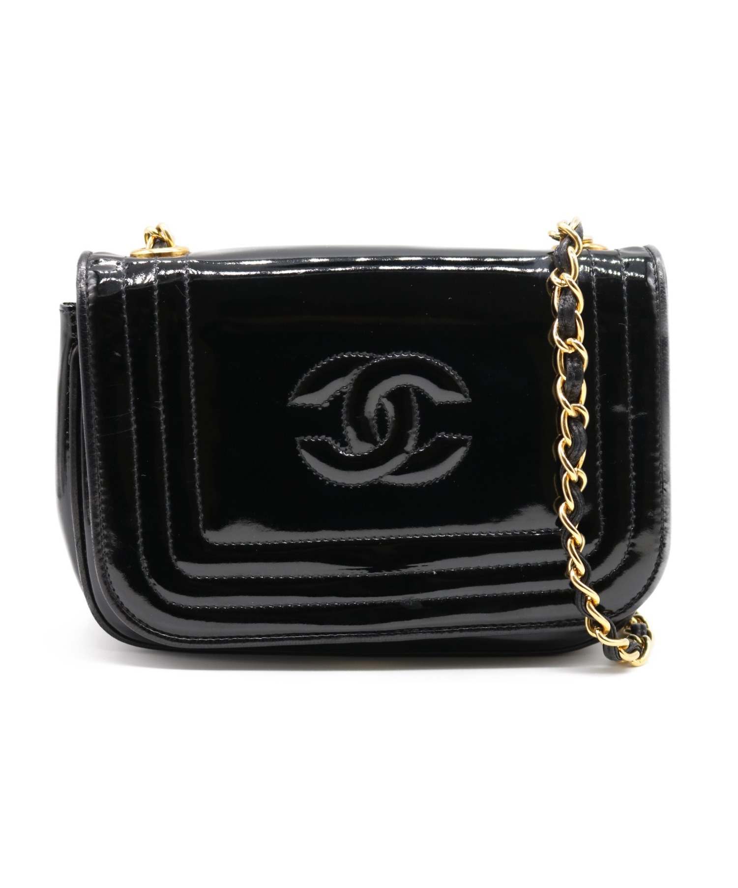 中古・古着通販】CHANEL (シャネル) エナメルチェーンショルダーバッグ 