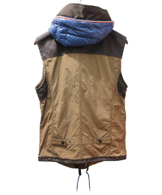 MONCLERフード付きダウンベスト ブラウン・ブルー 中古・古着通販】MONCLER (モンクレール) ダウンベスト/MORITZ