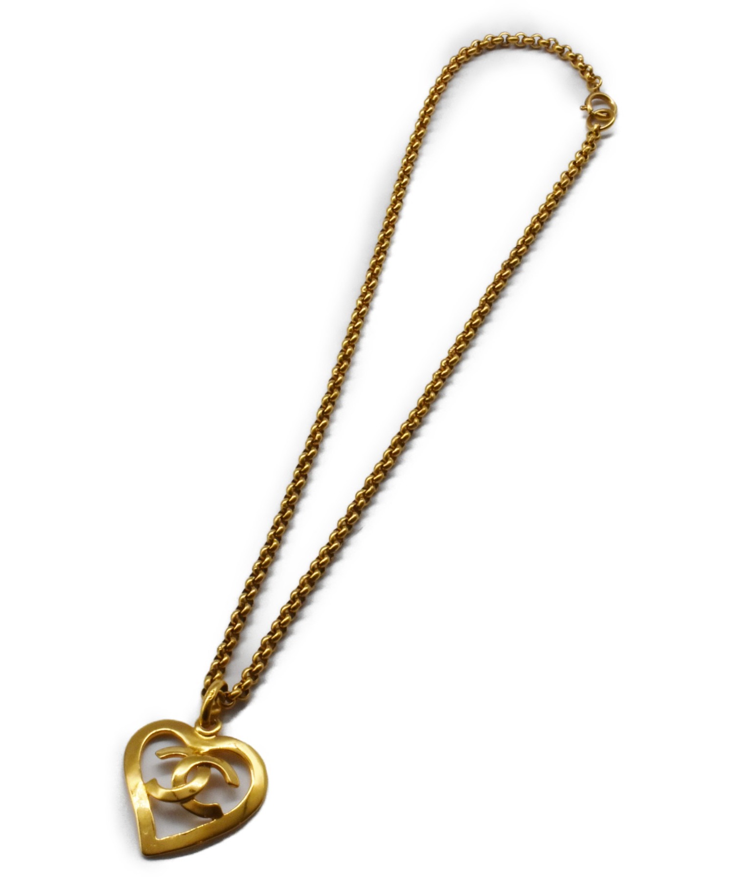 中古・古着通販】CHANEL (シャネル) ハートネックレス ゴールド