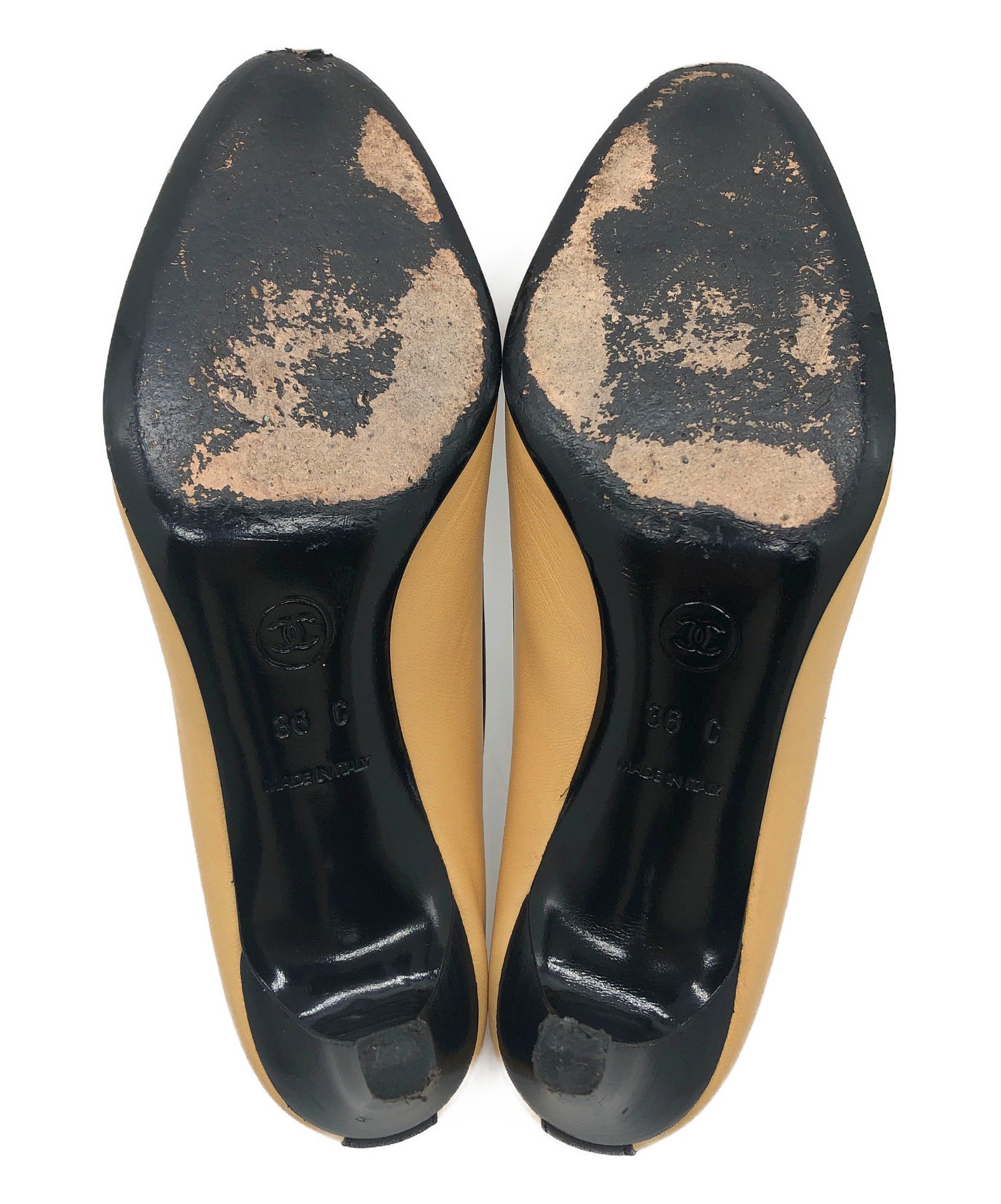 中古・古着通販】CHANEL (シャネル) バイカラーリボンパンプス