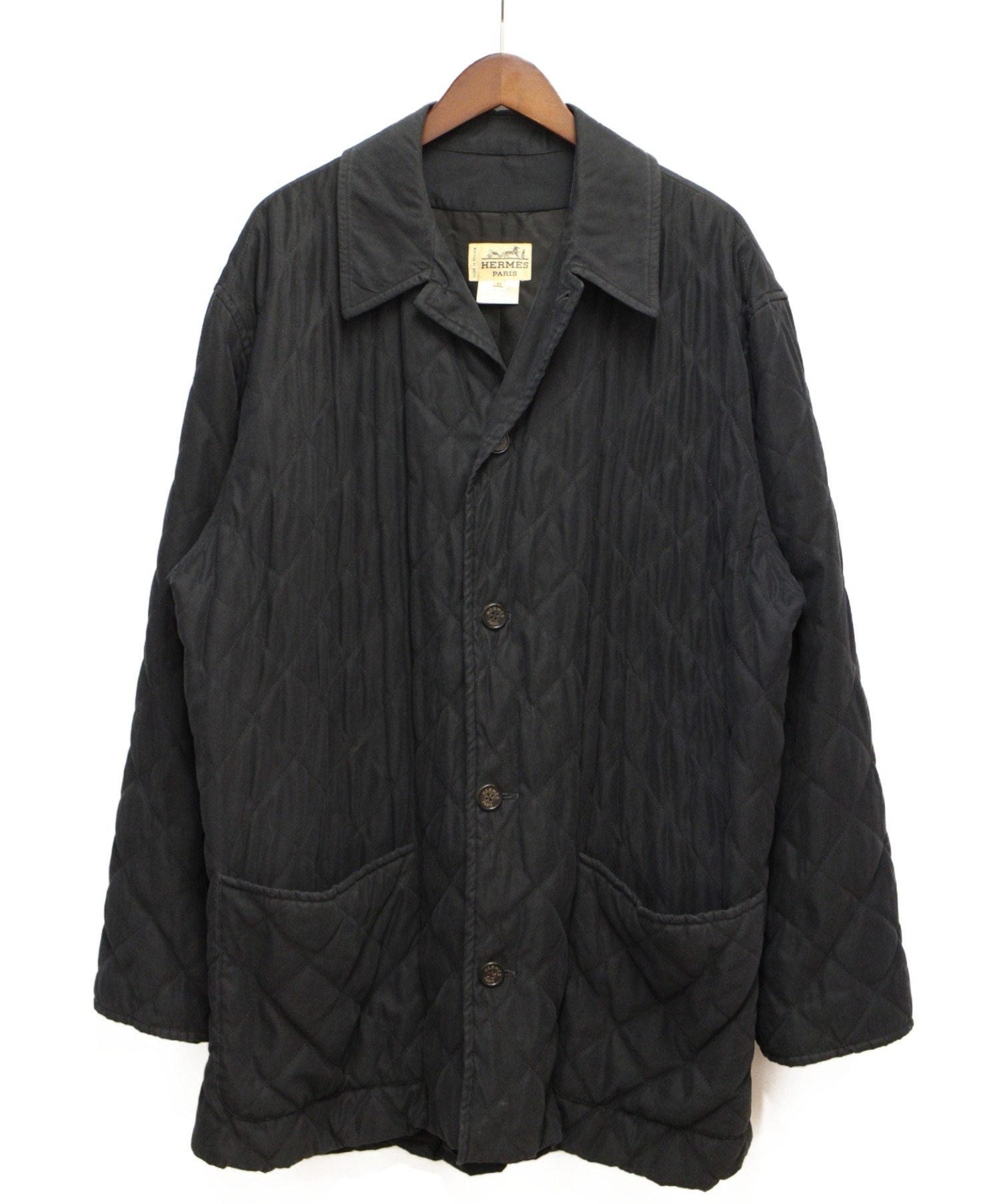 中古・古着通販】HERMES (エルメス) キルティングコート ブラック