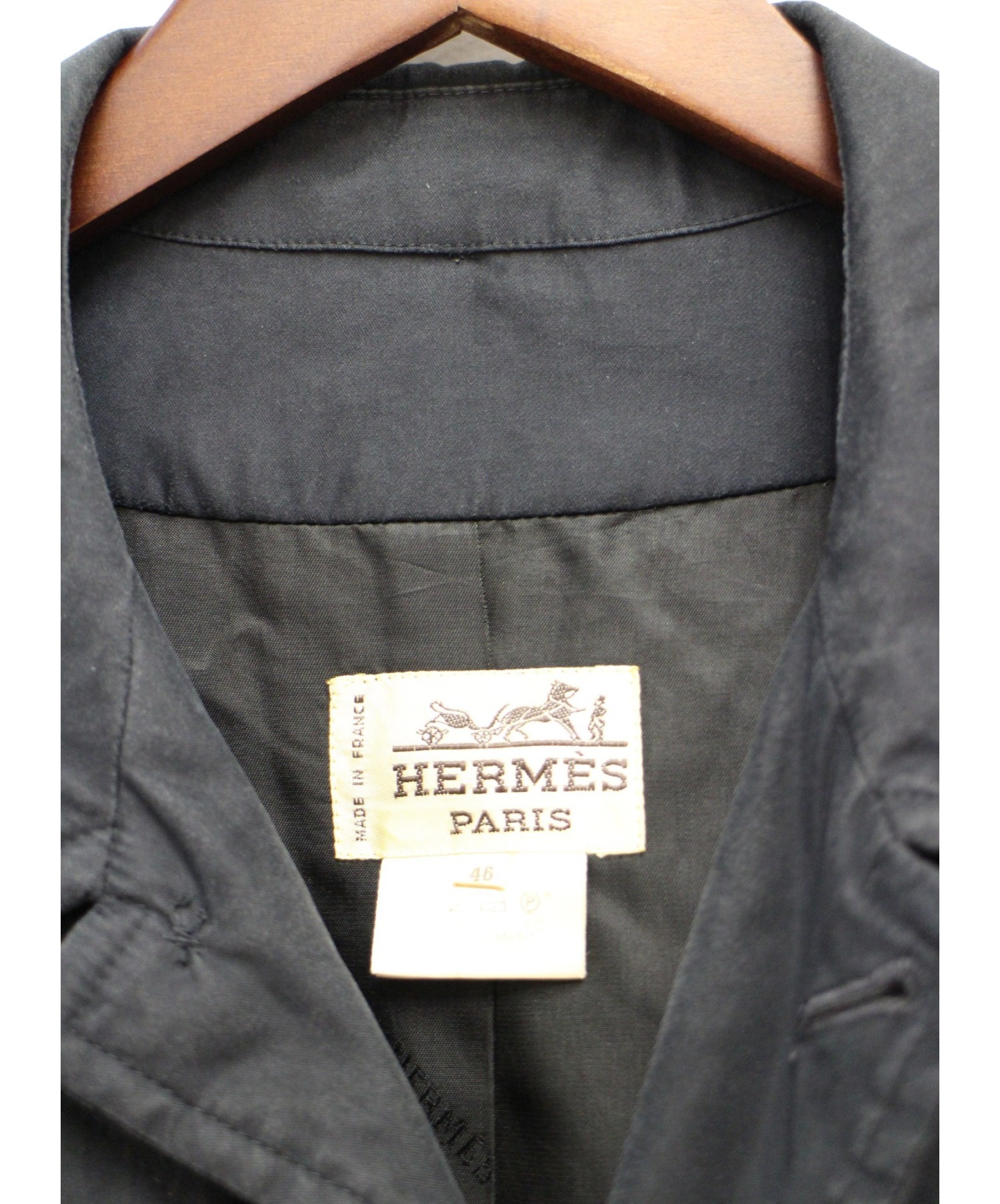 中古・古着通販】HERMES (エルメス) キルティングコート ブラック