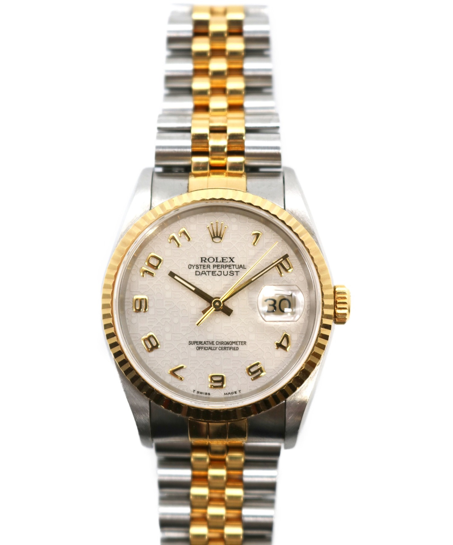 ロレックス 腕時計 デイトジャスト コンビ 16233 オーバーホール済 ポリッシュ済 SS 750 中古 自動巻き L番 ROLEX メンズ 男性 日付 オートマ 金文字盤 ヴィンテージ 時計 金文字盤 動作確認済み OH済み 高級 中古・古着通販】ROLEX (ロレックス) デイトジャスト 16233 サイズ