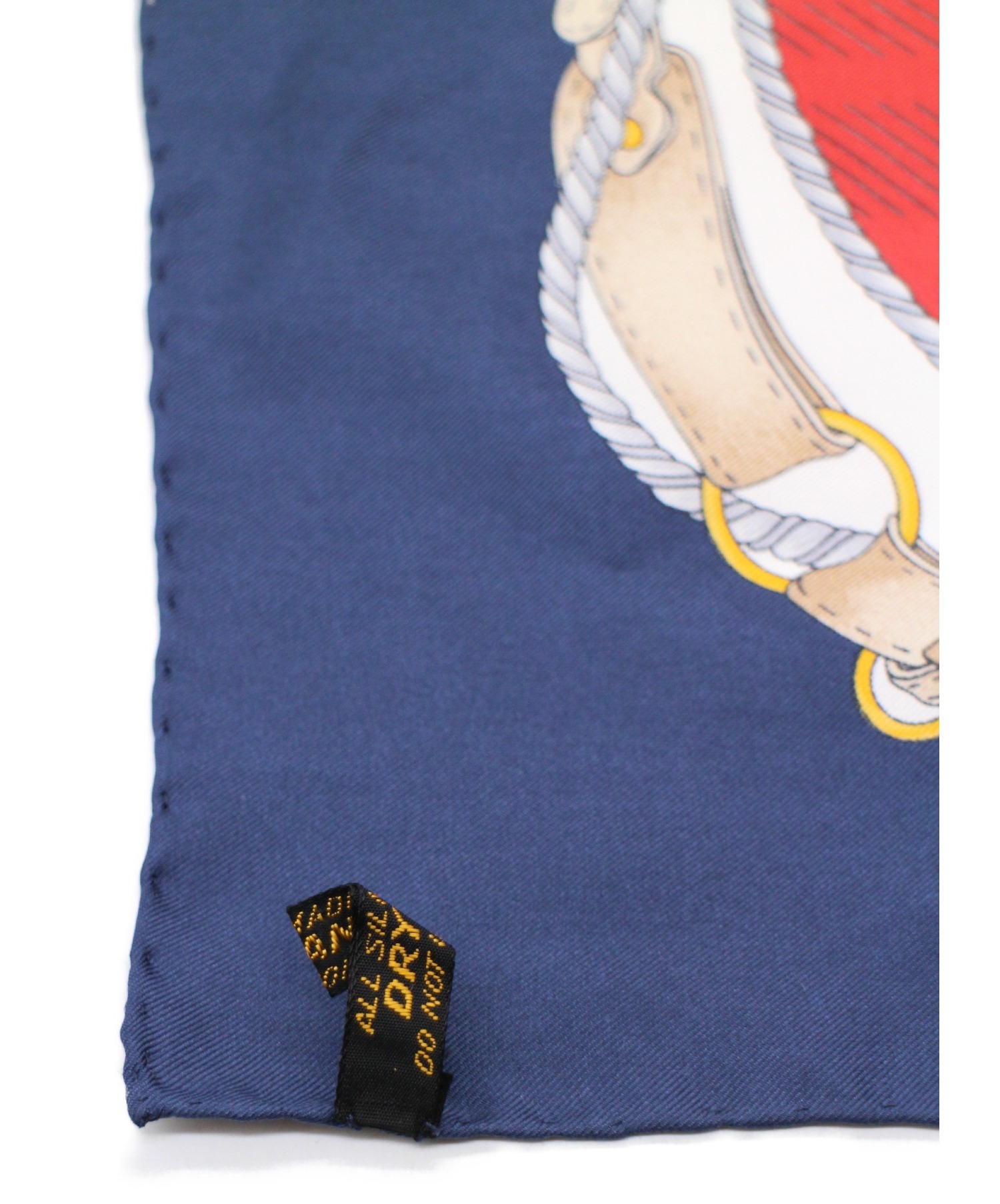 中古・古着通販】CELINE (セリーヌ) シルクスカーフ レッド×ネイビー