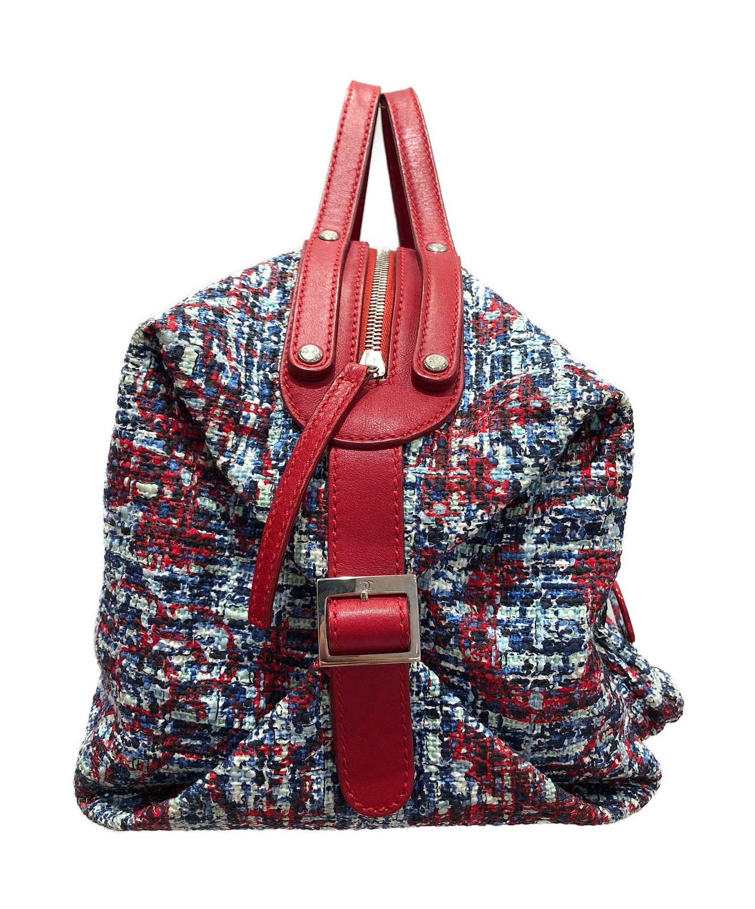 中古・古着通販】CHANEL (シャネル) ツイードボストンバッグ レッド