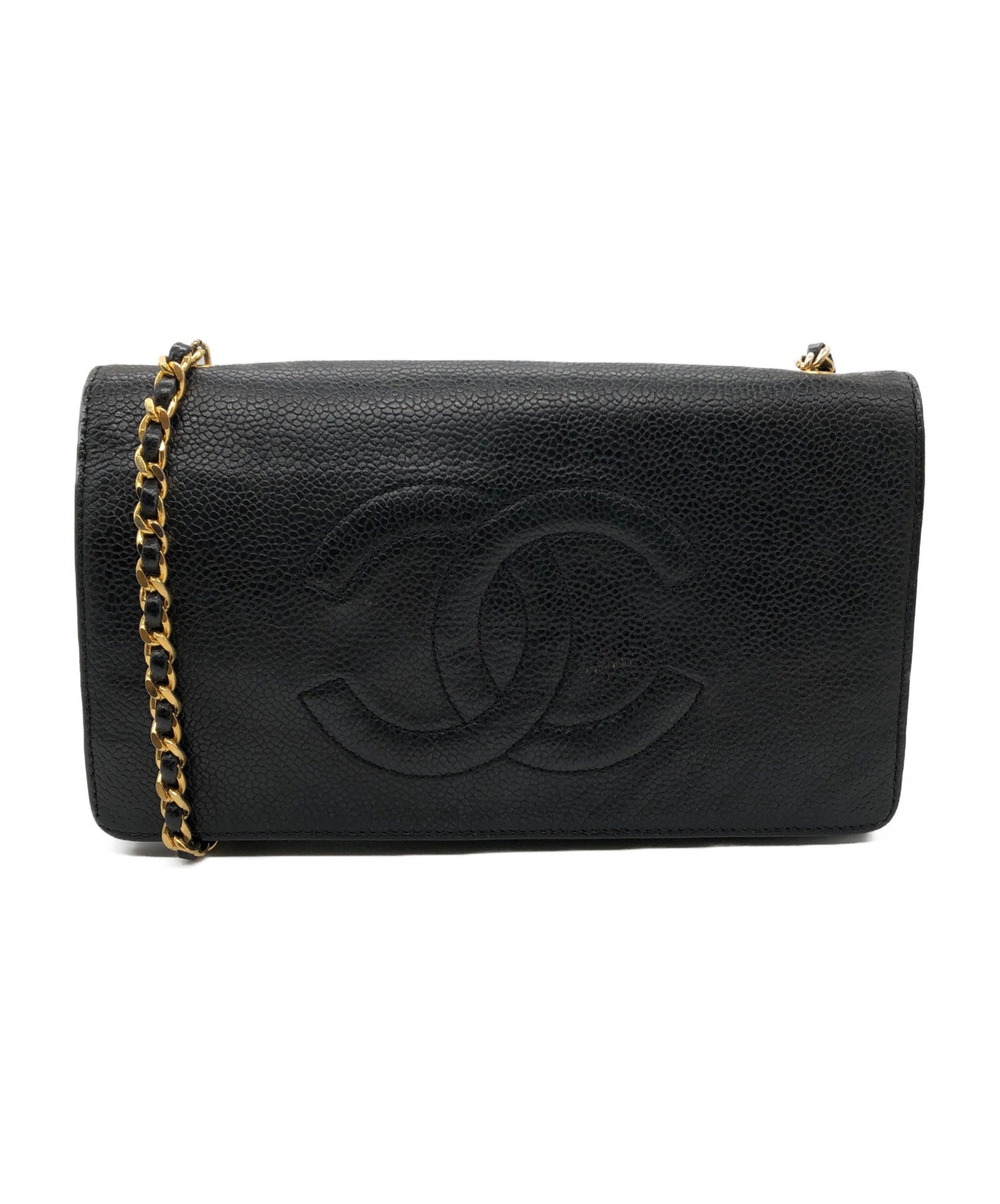 中古・古着通販】CHANEL (シャネル) チェーンウォレット ブラック 