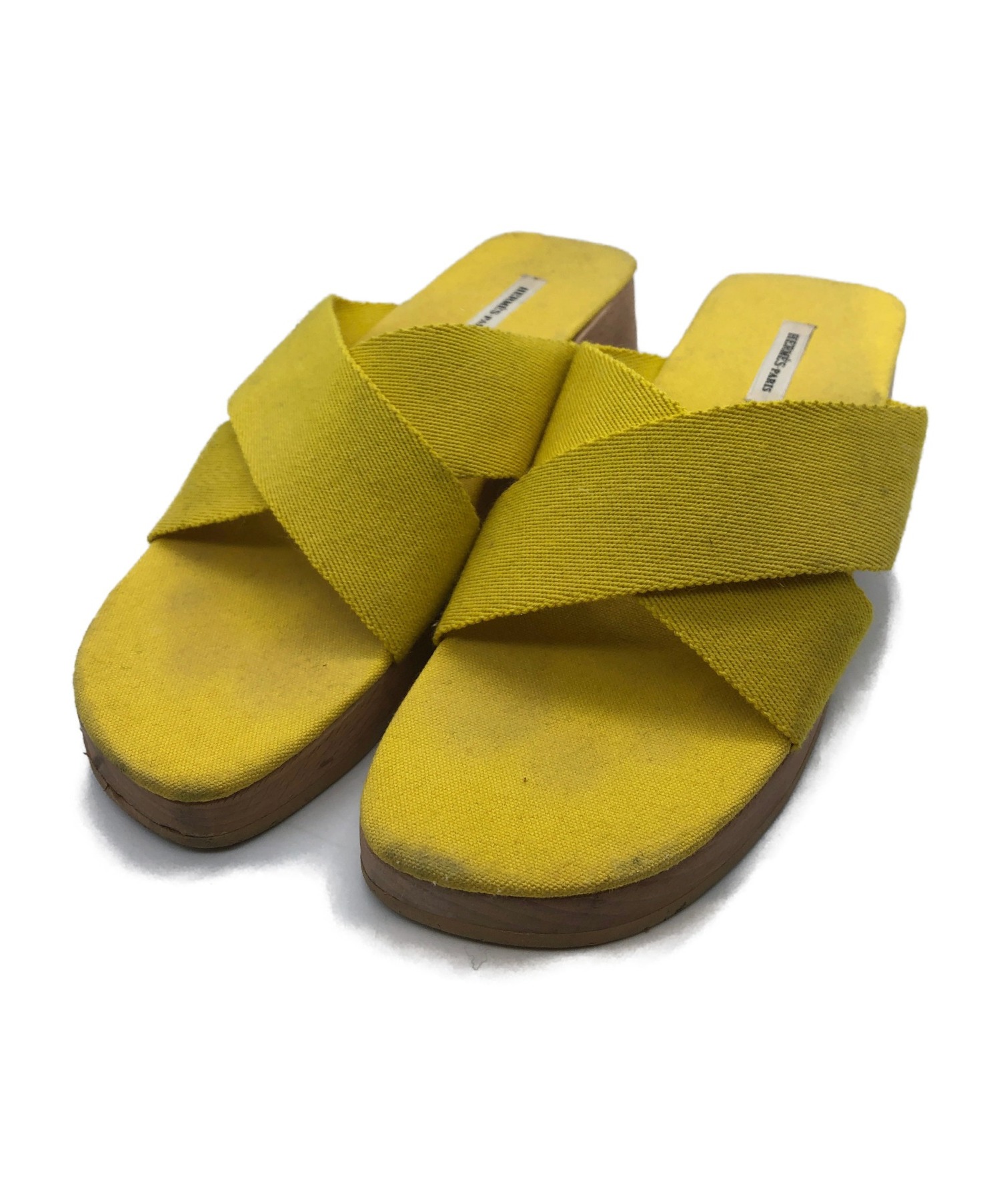 中古・古着通販】HERMES (エルメス) クロスサンダル イエロー サイズ