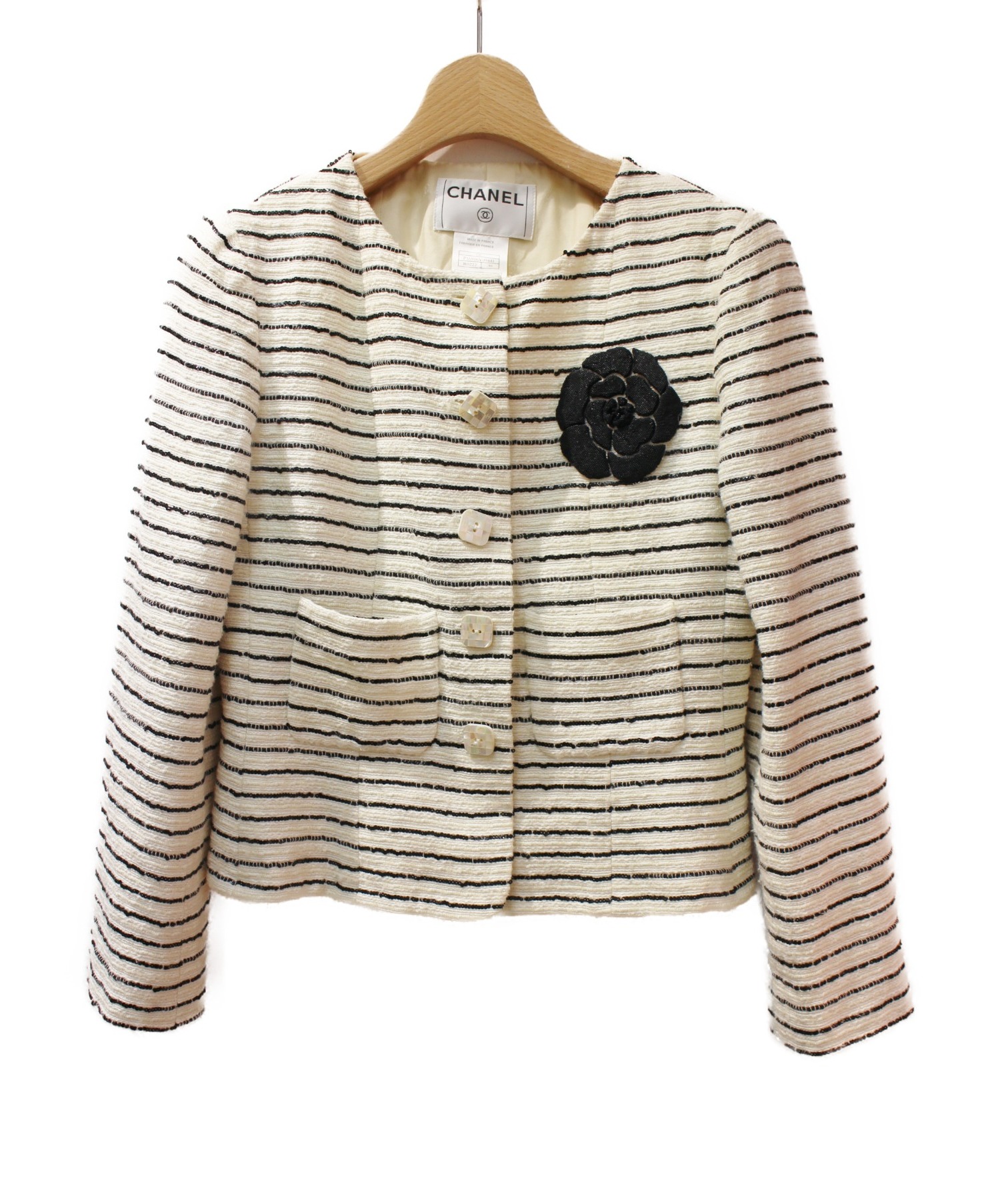 中古・古着通販】CHANEL (シャネル) カメリア装飾ジャケット サイズ:38 